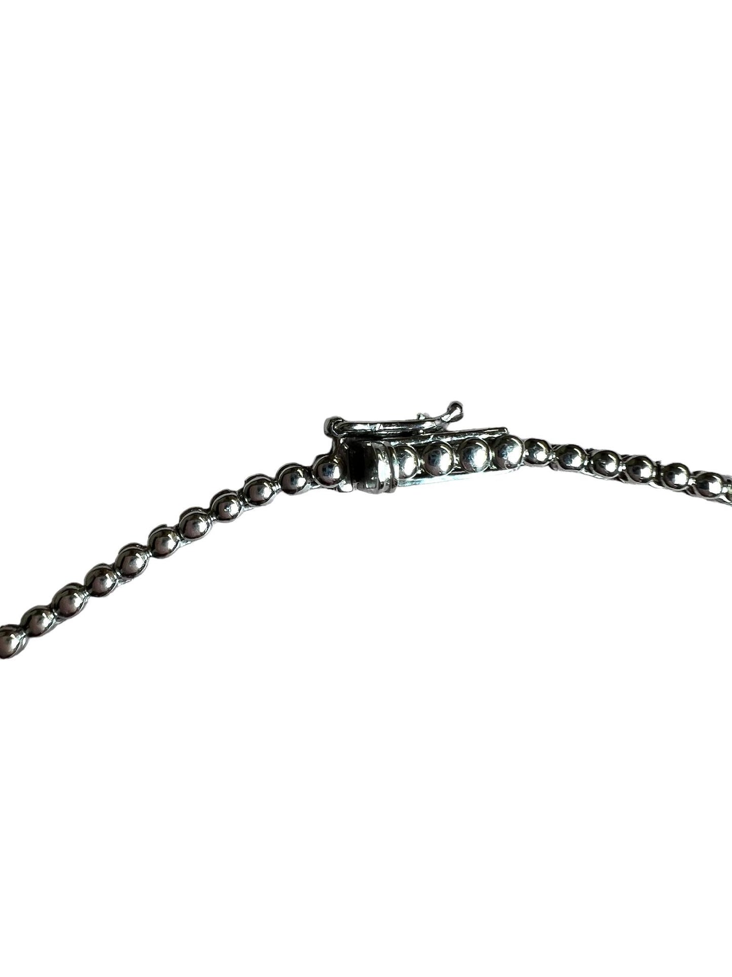 14k Gold Half Tennis Diamonds Half Beads Link Necklace
