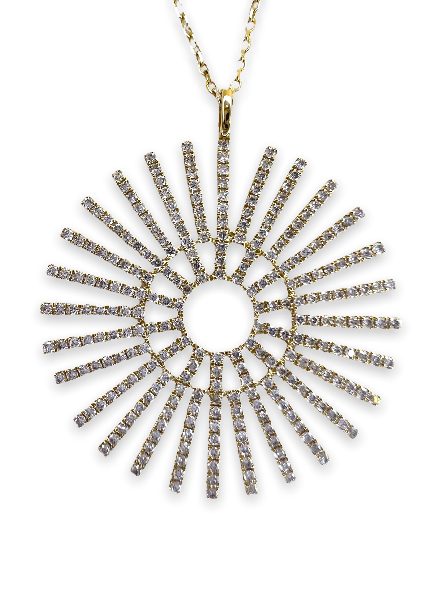 14k Gold Sun Pendant Diamond Necklace