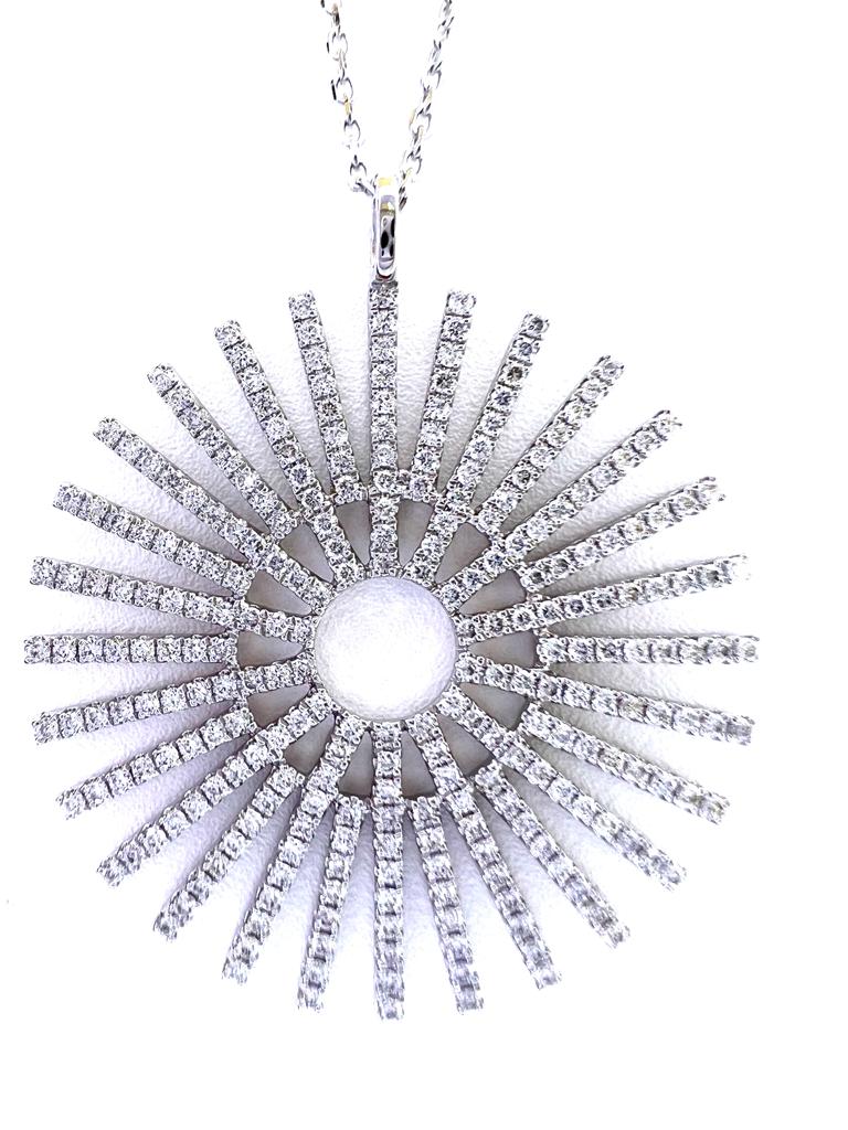 14k Gold Sun Pendant Diamond Necklace