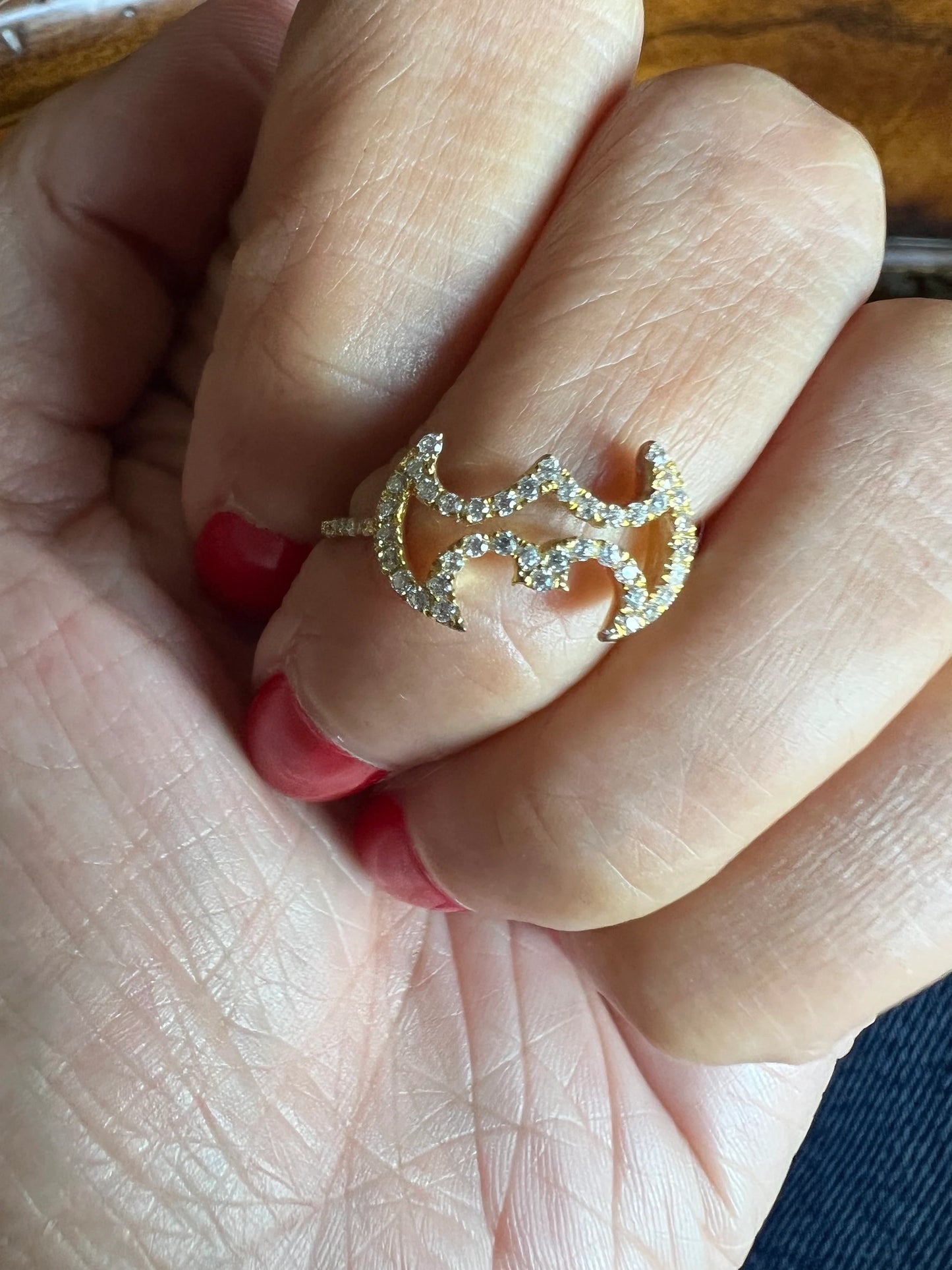 14k Gold Batman Diamond Ring