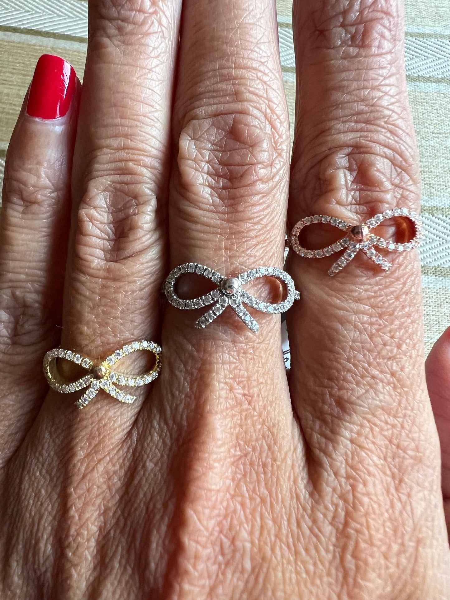 14k Gold Diamond Bow Ring