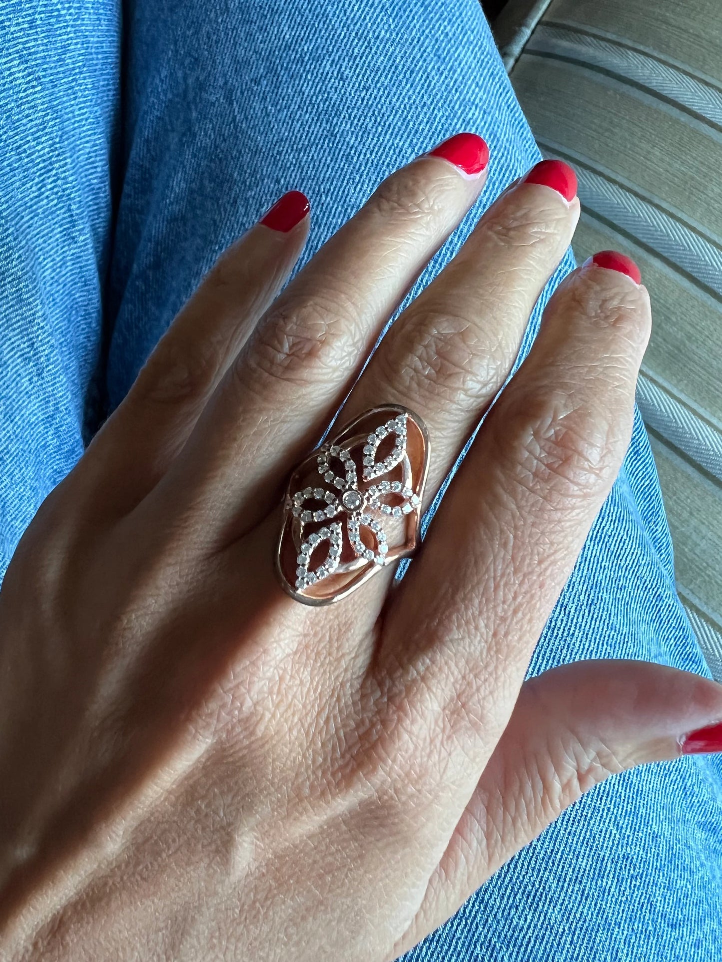 14k Gold Flower Fashion Diamond Ring