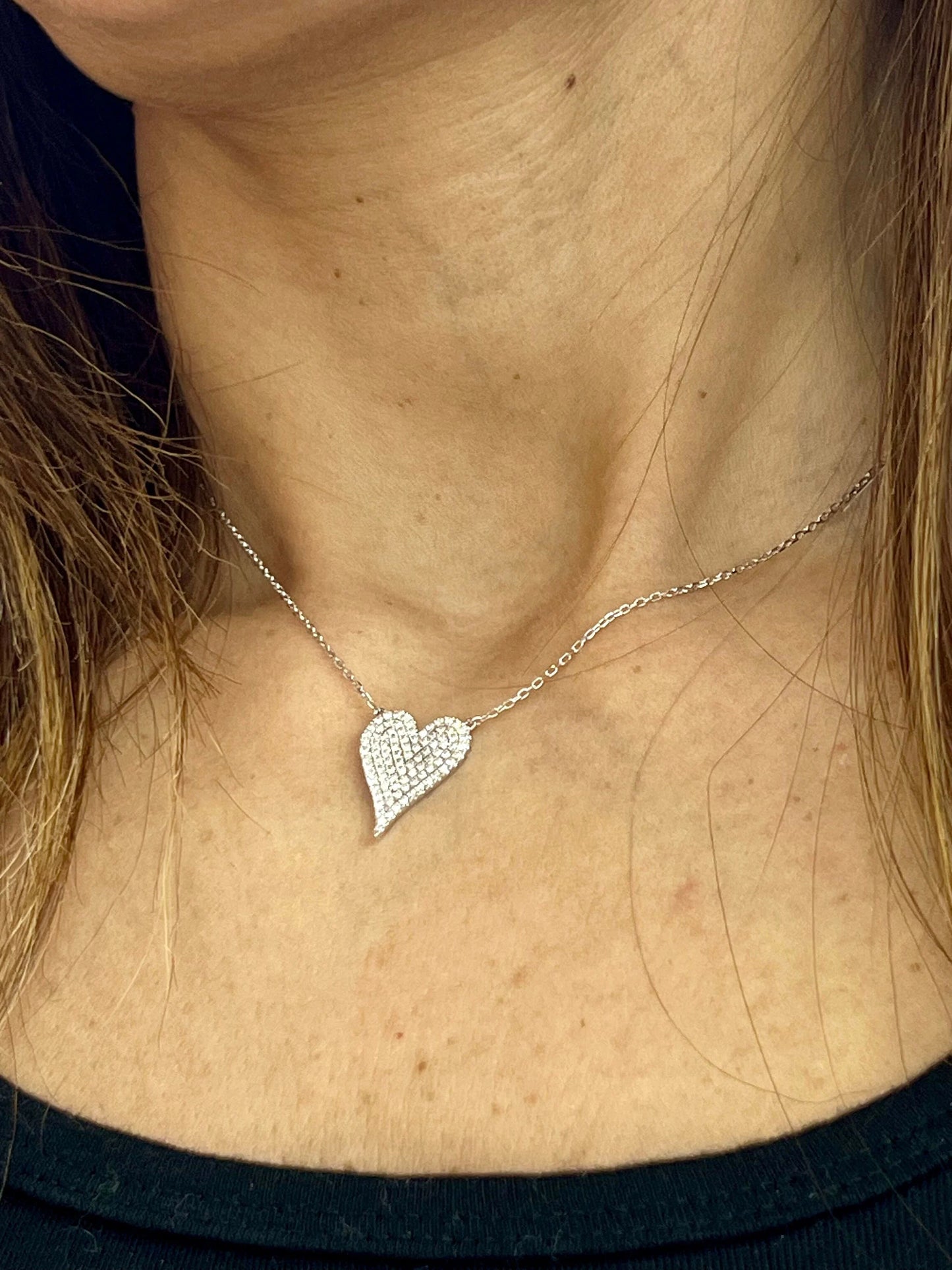 14k Gold Heart Diamond Necklace