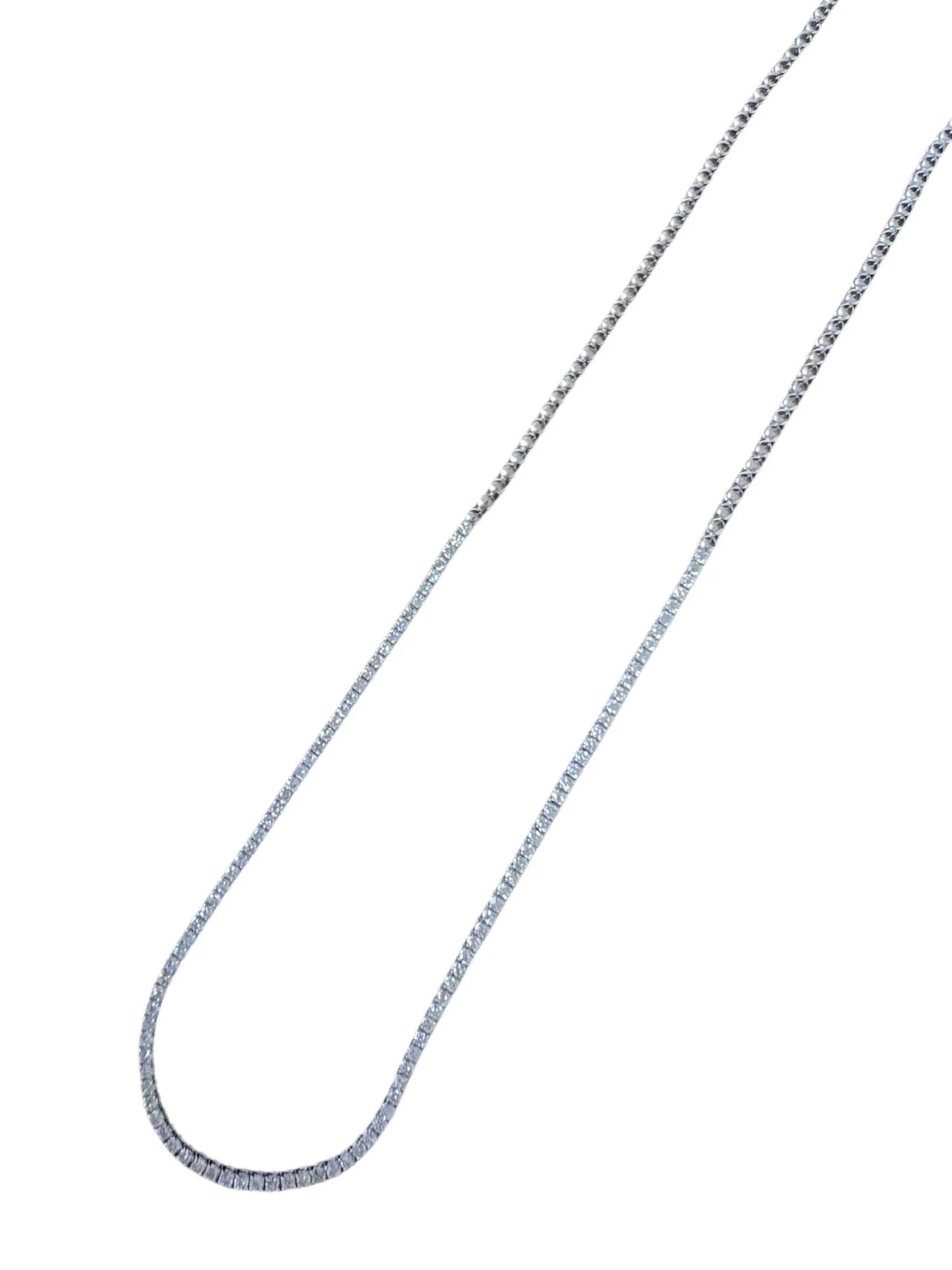 14k Gold Half Tennis Diamonds Half Beads Link Necklace