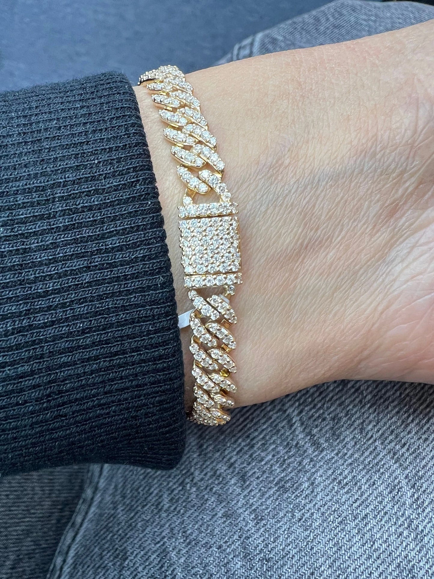 14k Gold Pave Cuban Link Diamond Bracelet