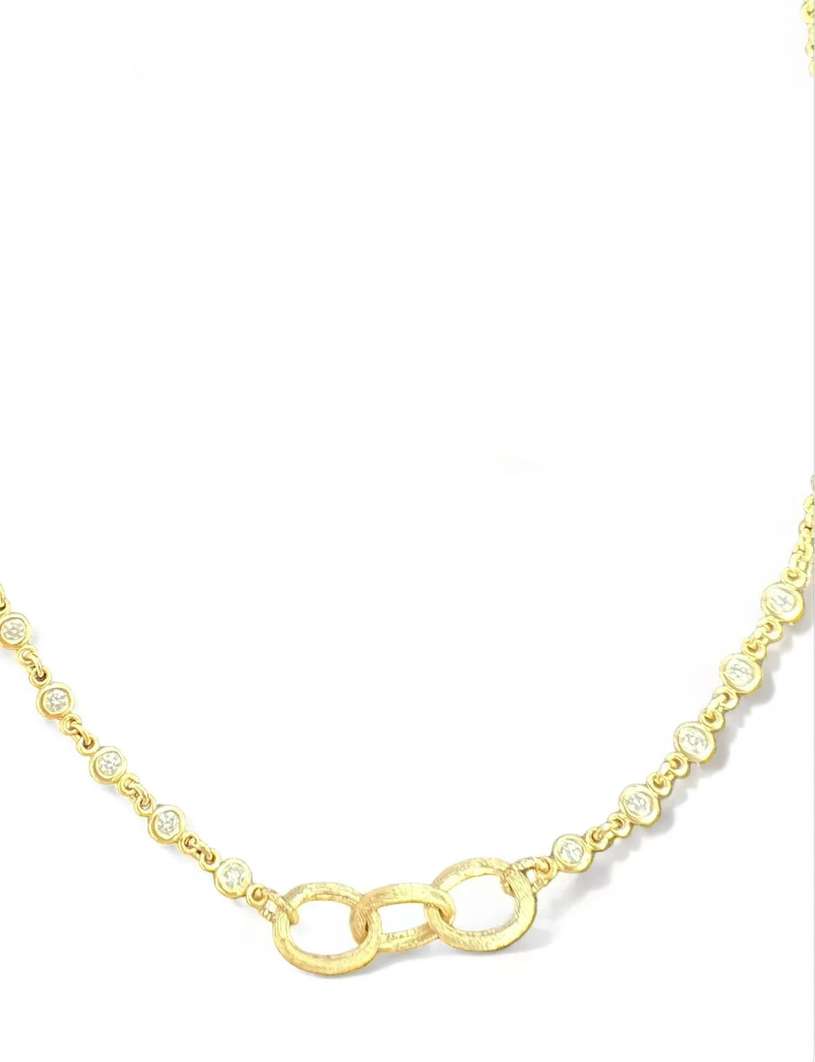14K Gold Diamond Interlocking Circles Necklace
