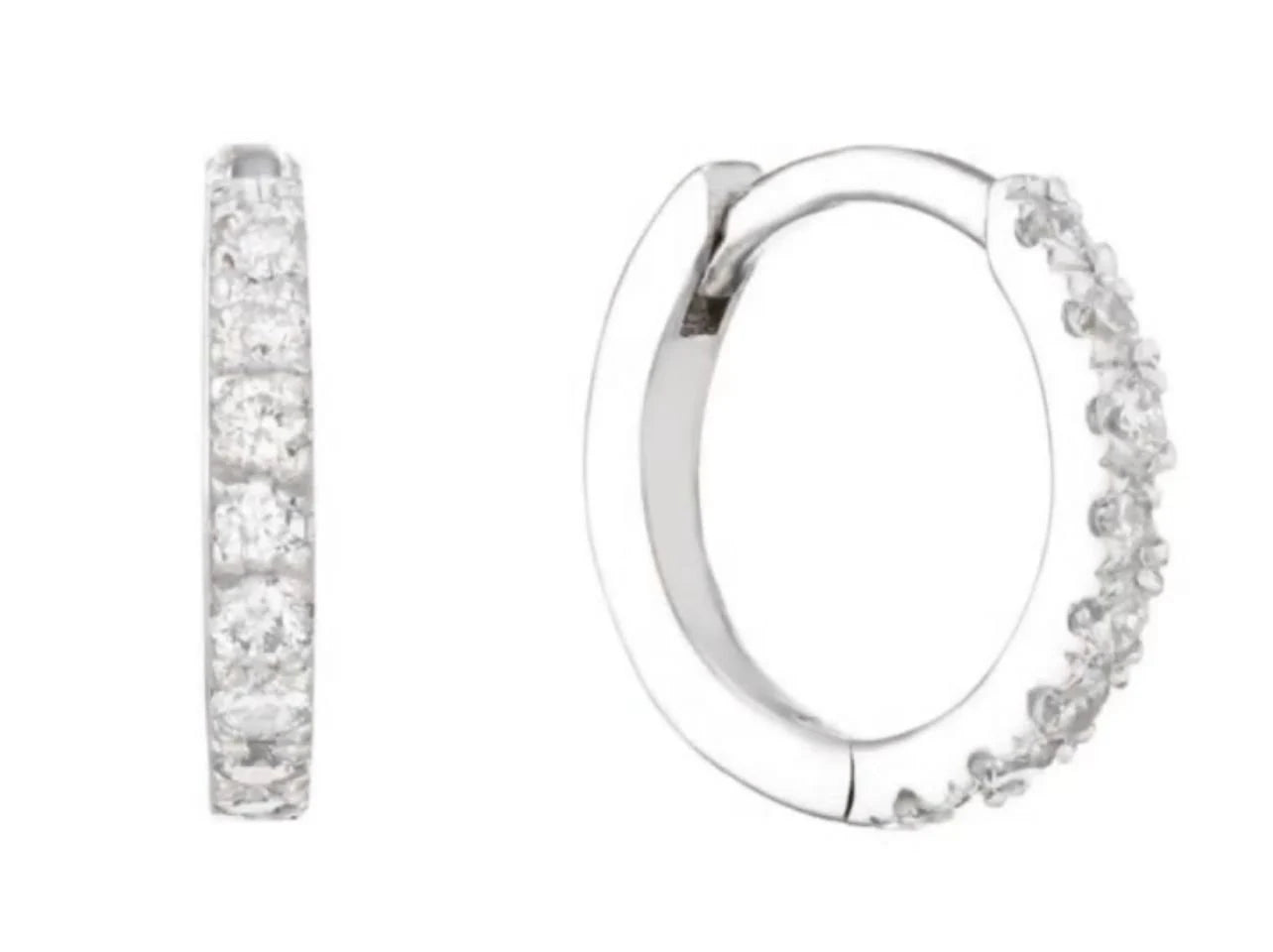 14k Gold Diamond Huggie Hoops Earrings