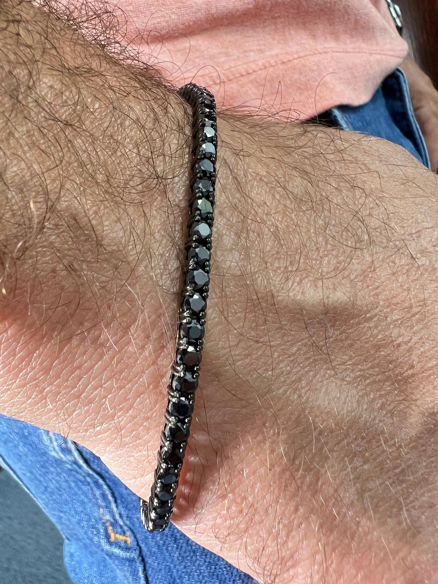Sterling Silver Black 3mm Tennis Bracelet With Black CZ