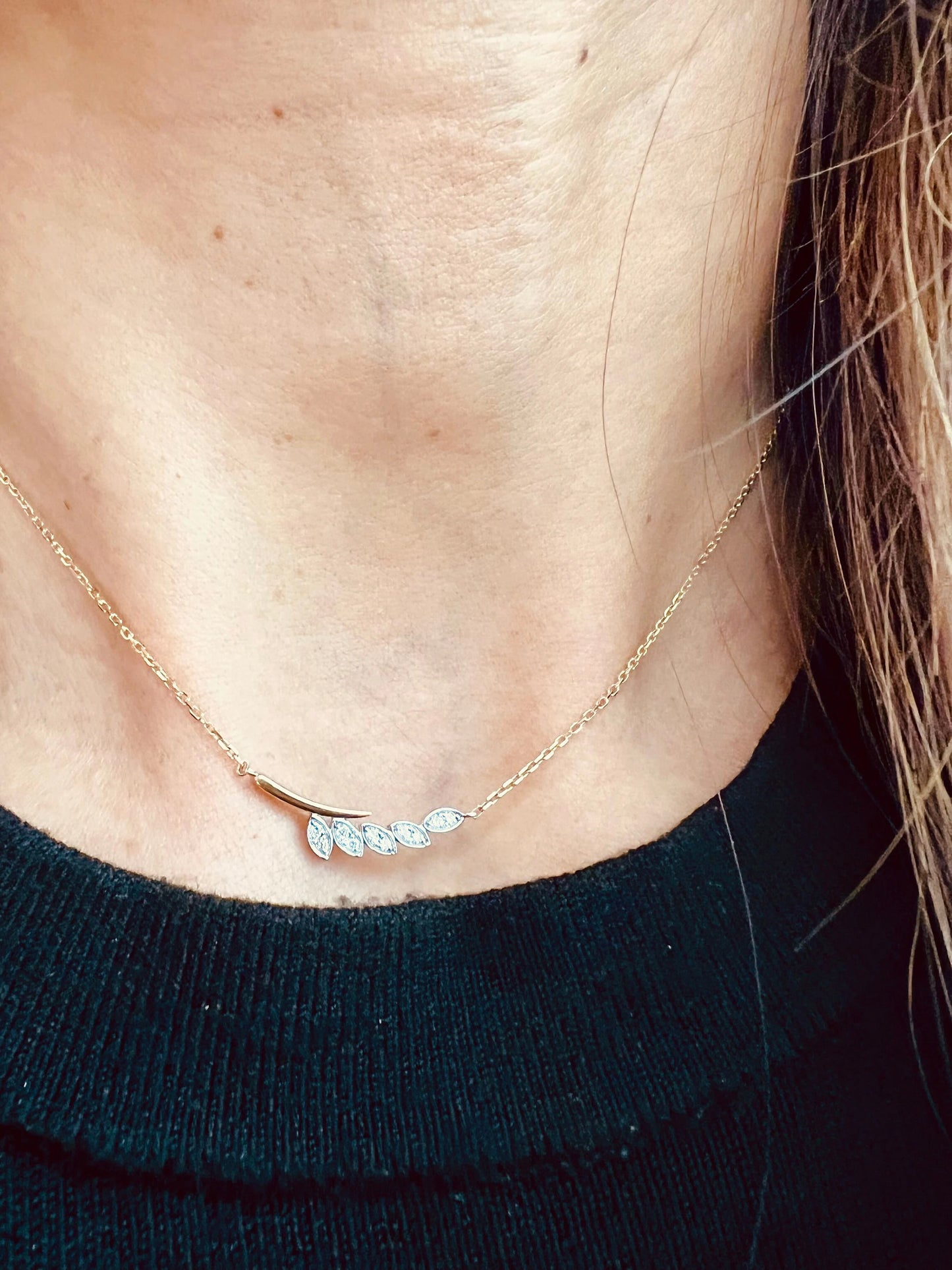 14k Gold Unique Statement Diamond Necklace