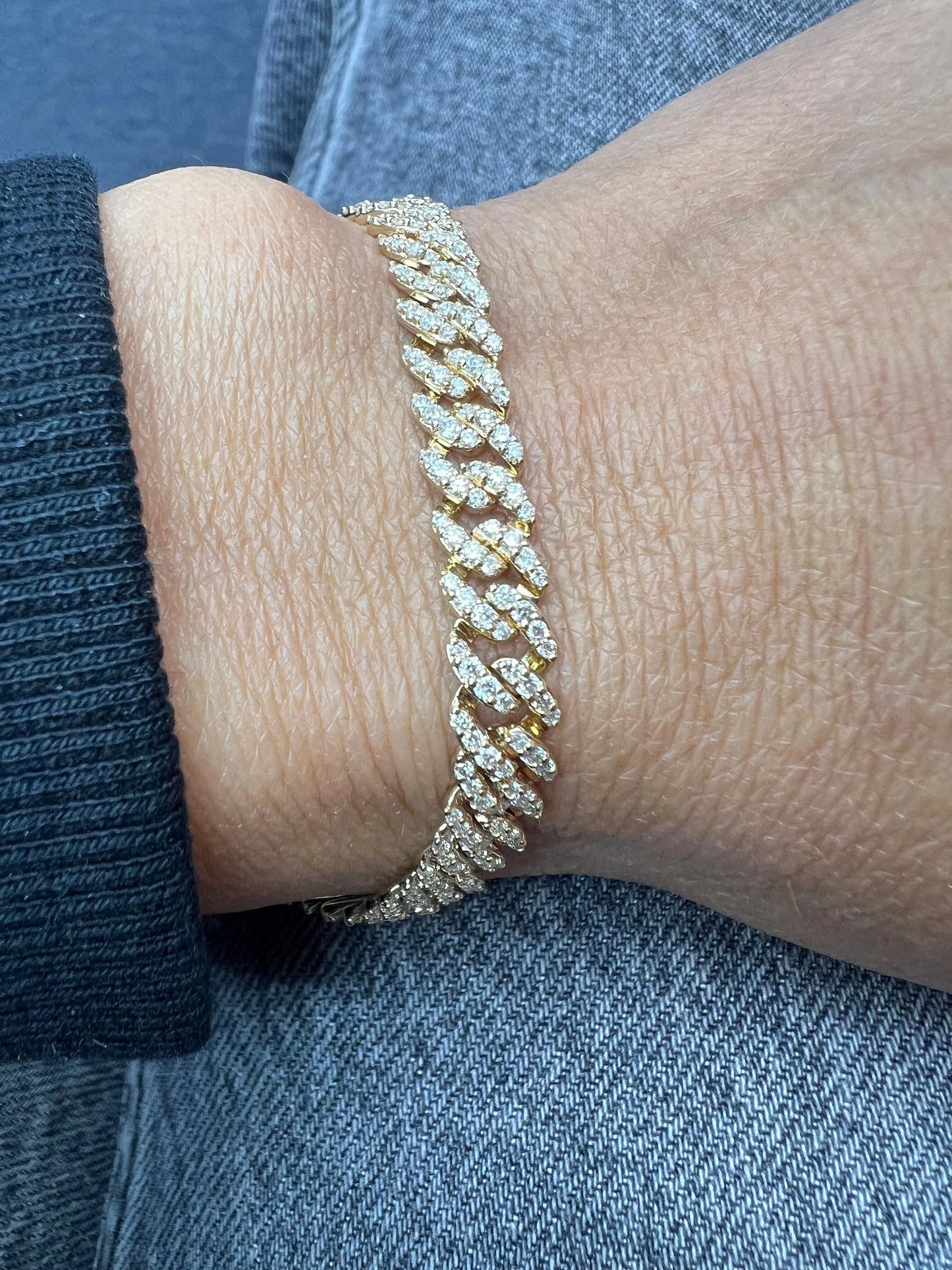 14k Gold Pave Cuban Link Diamond Bracelet