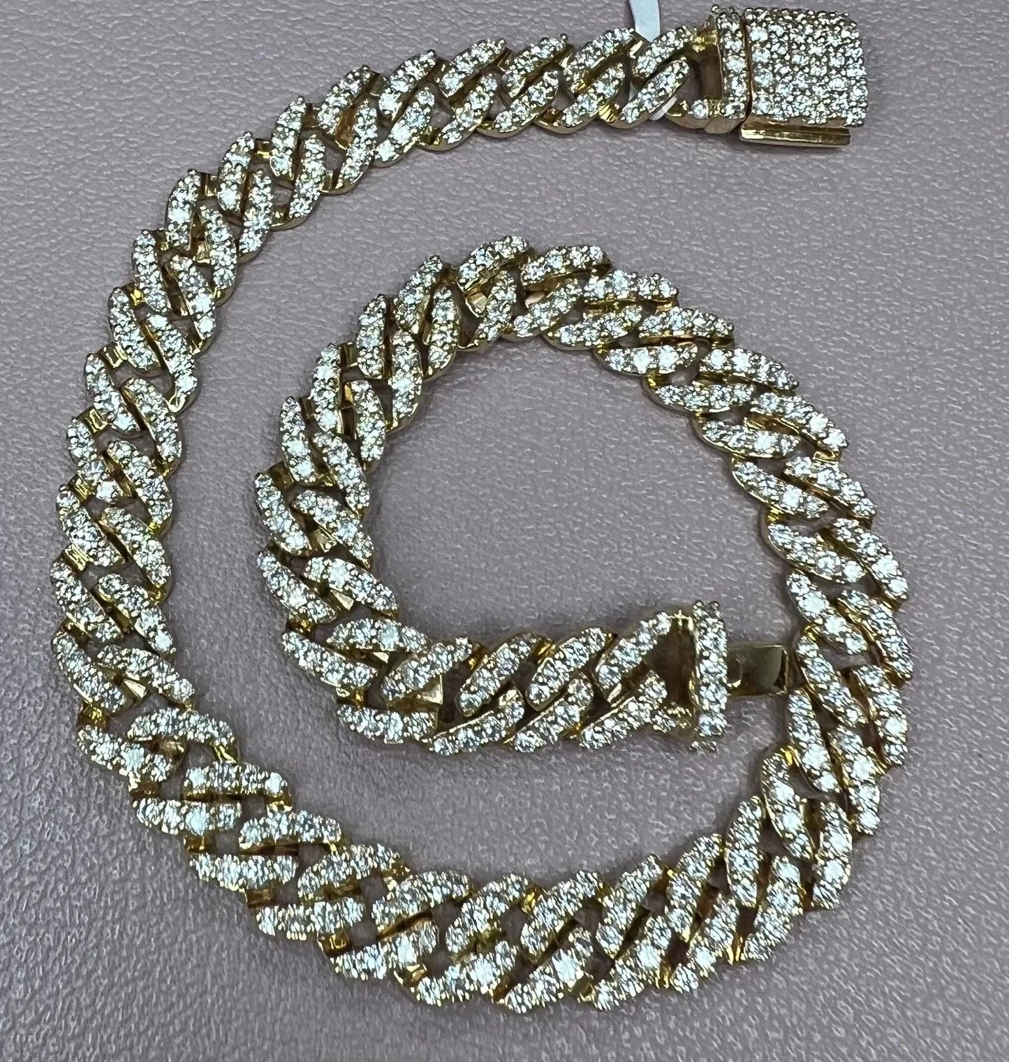 14k Gold Pave Cuban Link Diamond Bracelet