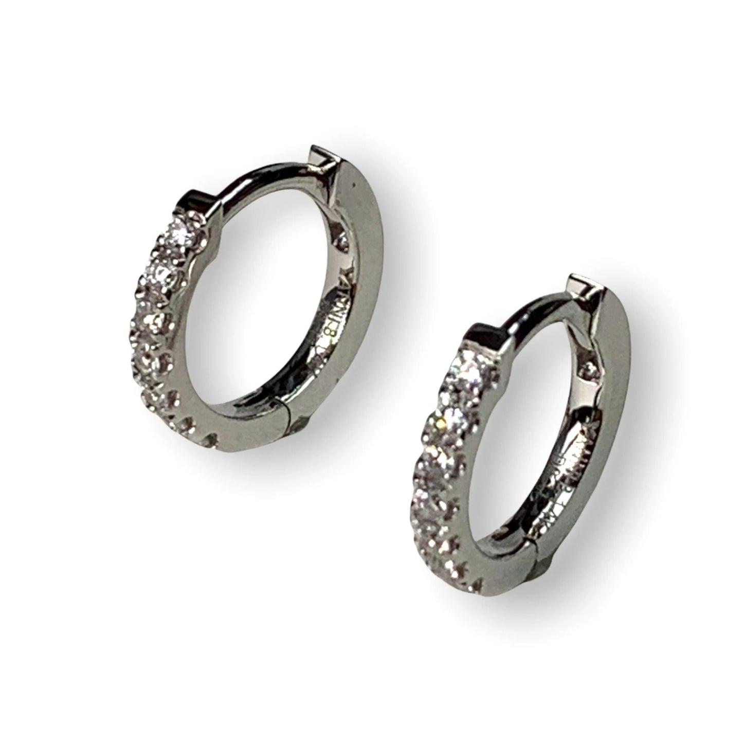 14k Gold Diamond Huggie Hoops Earrings
