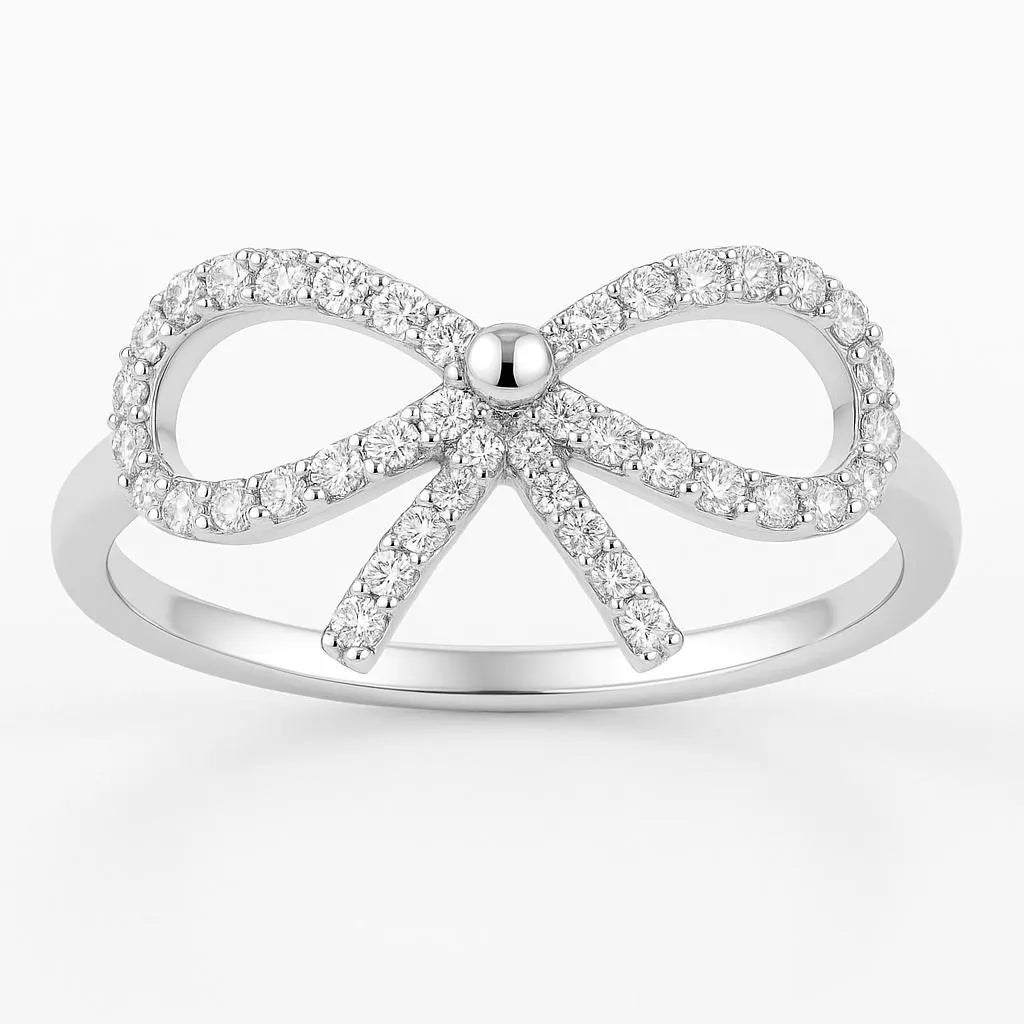 14k Gold Diamond Bow Ring
