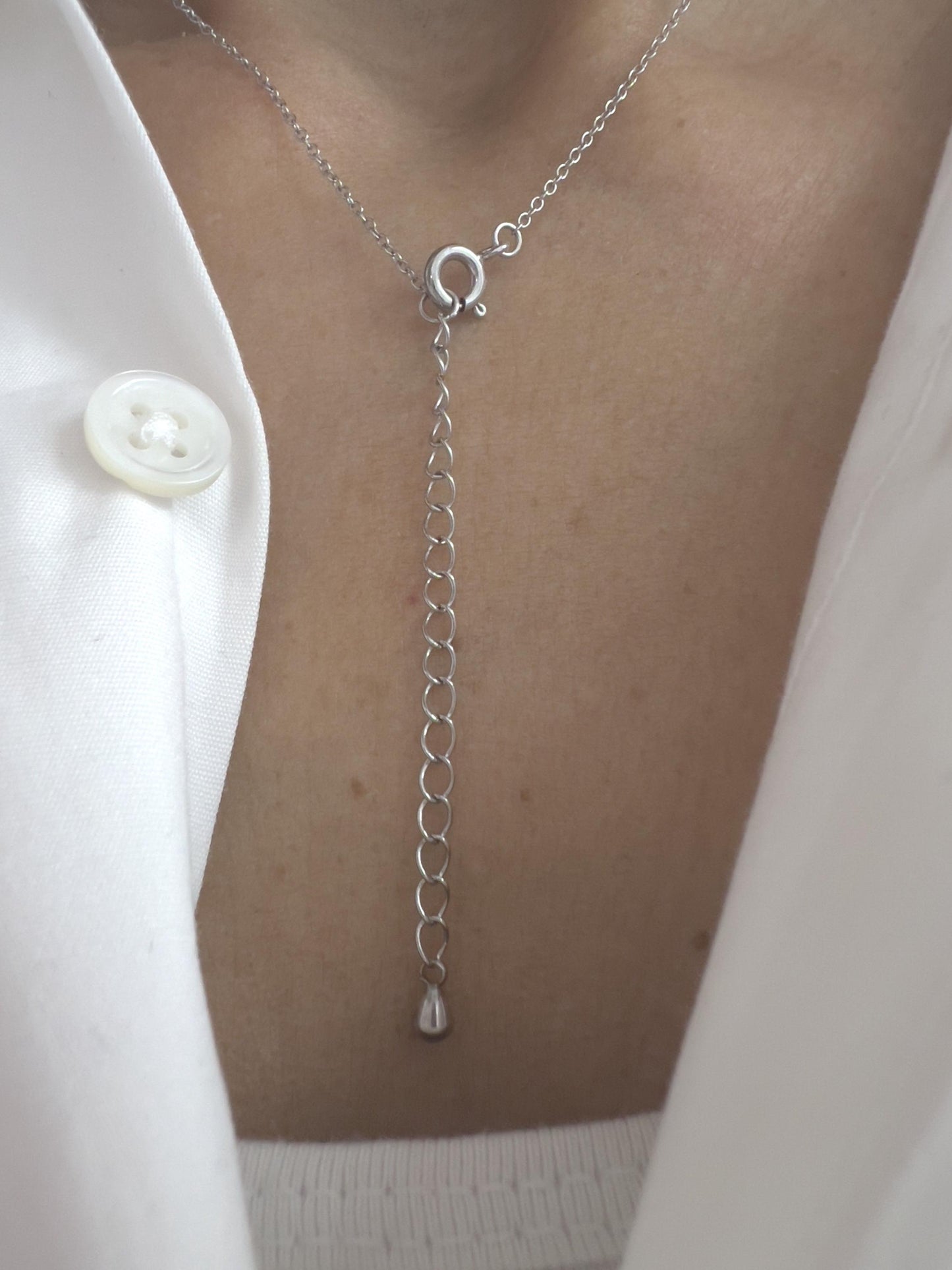 Sterling Silver CZ Diamond Stone Heart Shape Charm Necklace