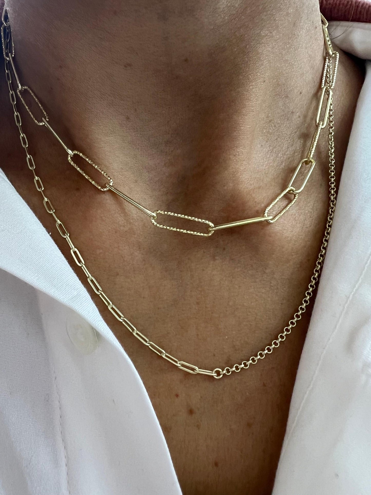Sterling Silver Double-Layered Paperclip Necklace