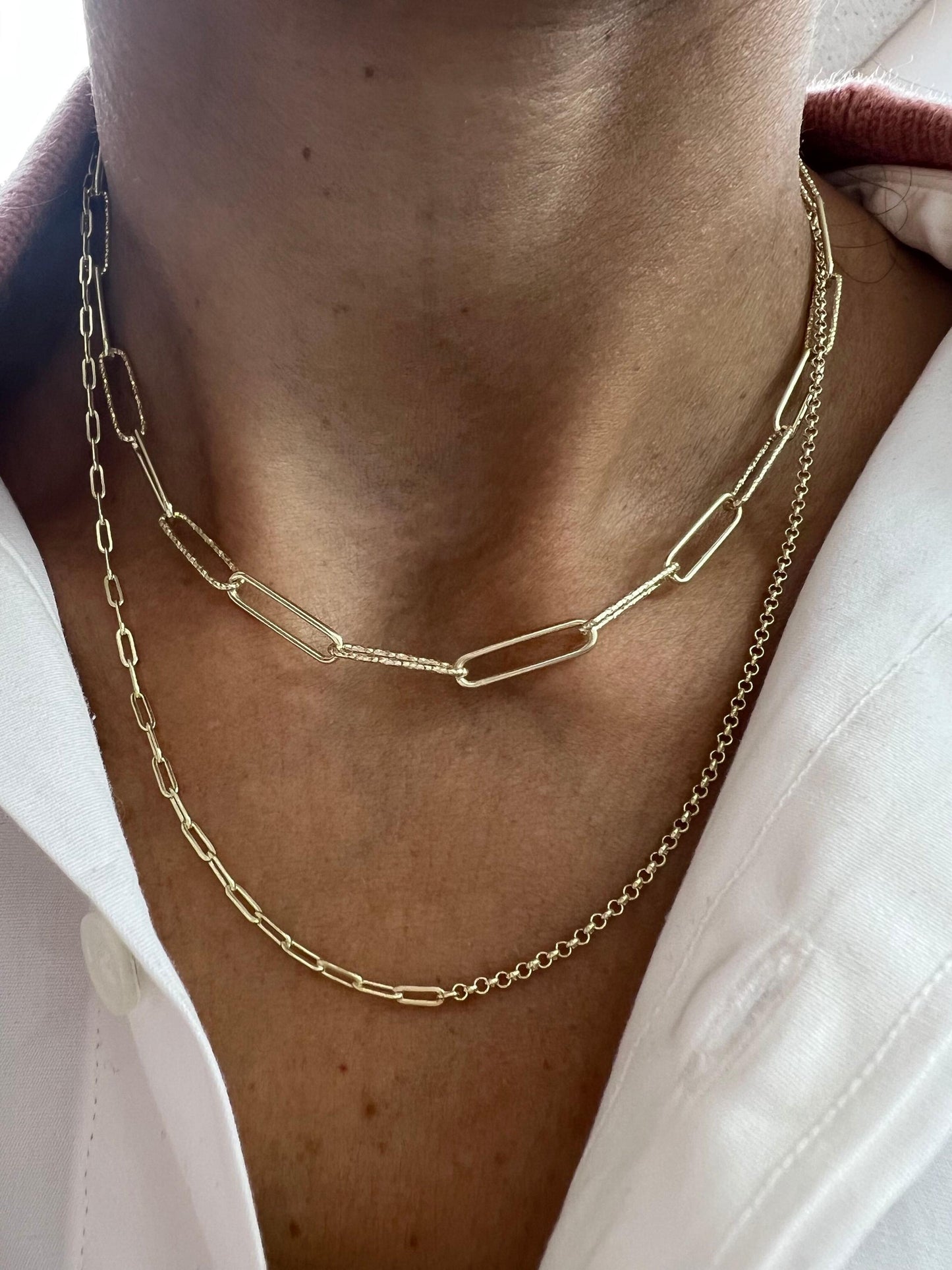 Sterling Silver Double-Layered Paperclip Necklace