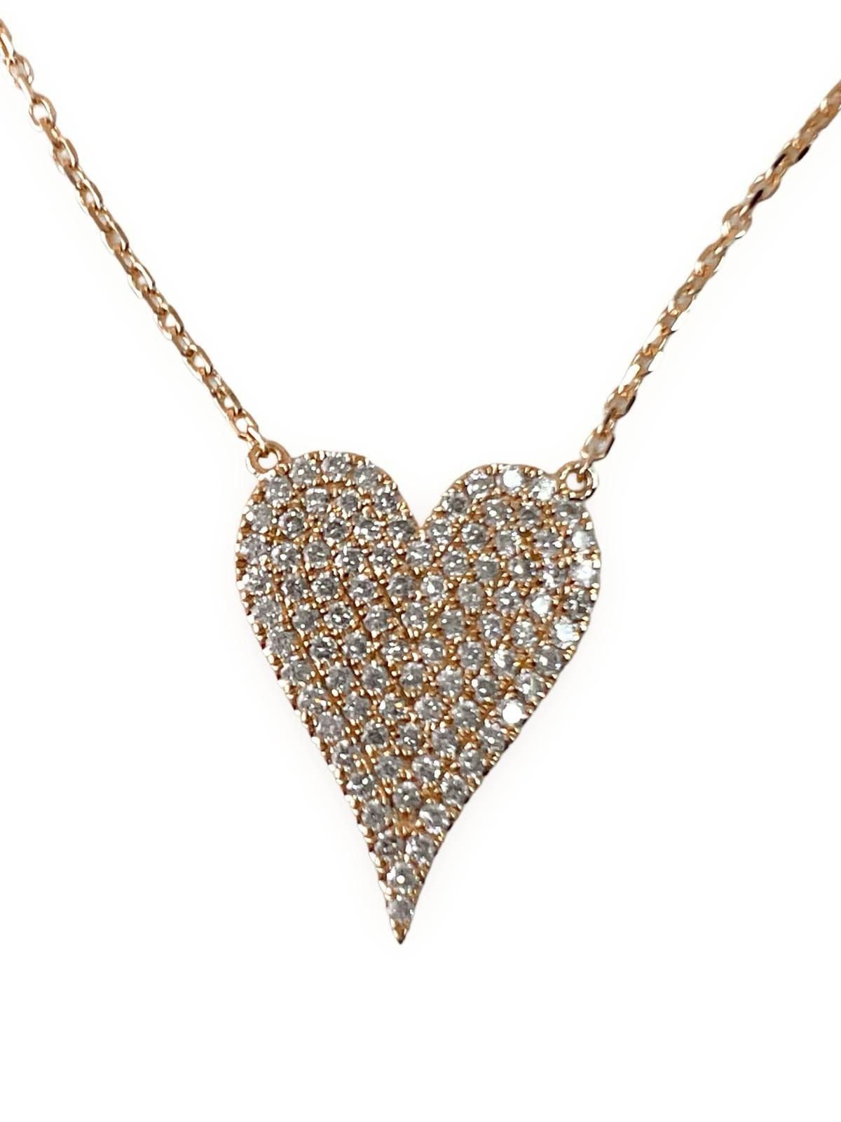 14k Gold Heart Diamond Necklace