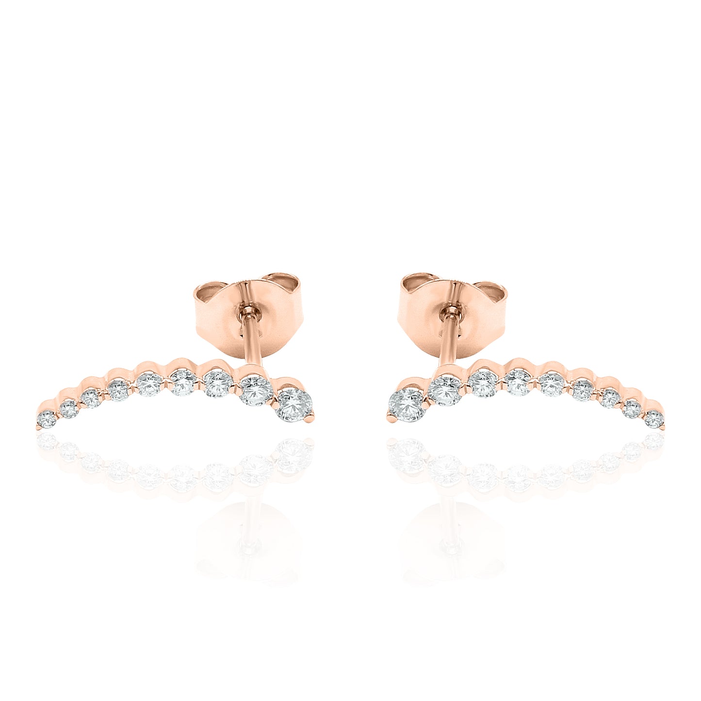 14k Gold Curved Climber Diamond Earrings