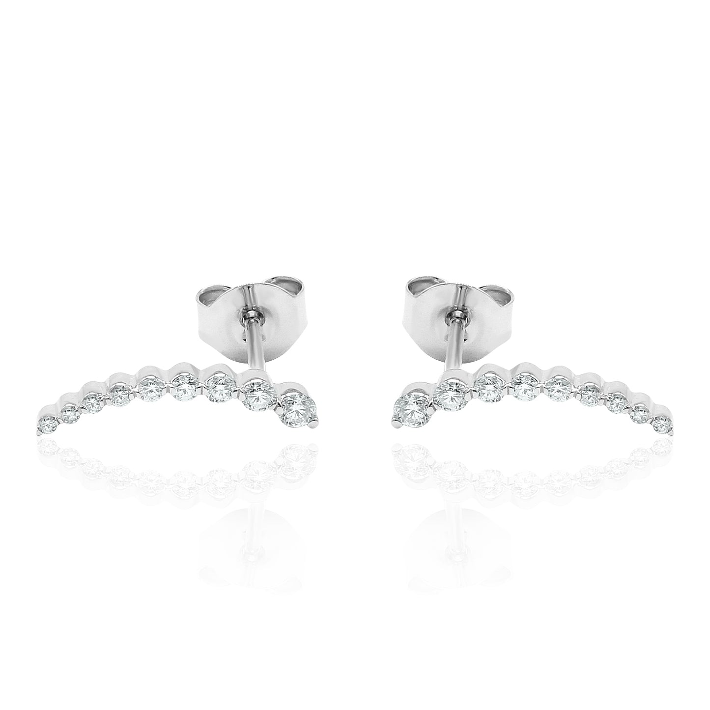 14k Gold Curved Climber Diamond Earrings