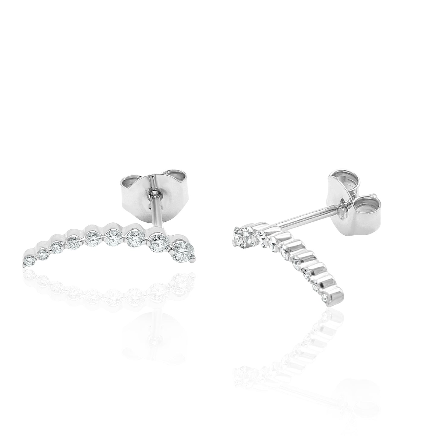 14k Gold Curved Climber Diamond Earrings