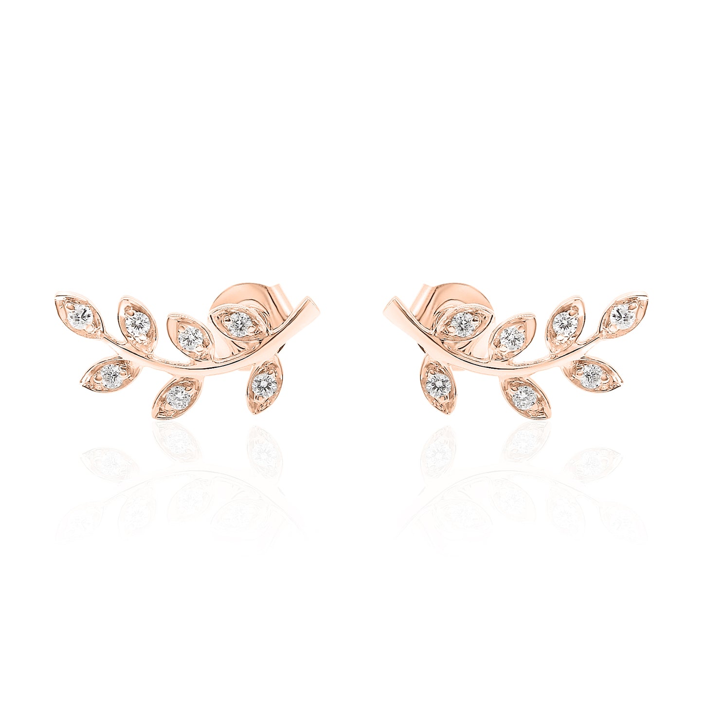 14k Leaf Climber Diamond Earrings