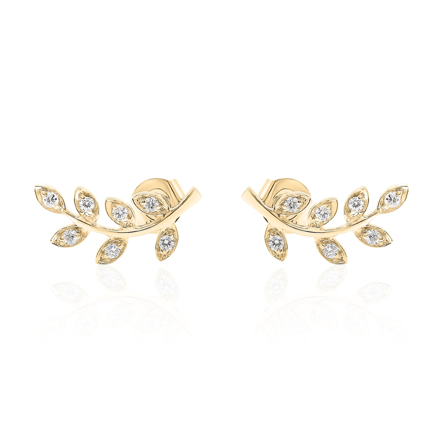 14k Leaf Climber Diamond Earrings
