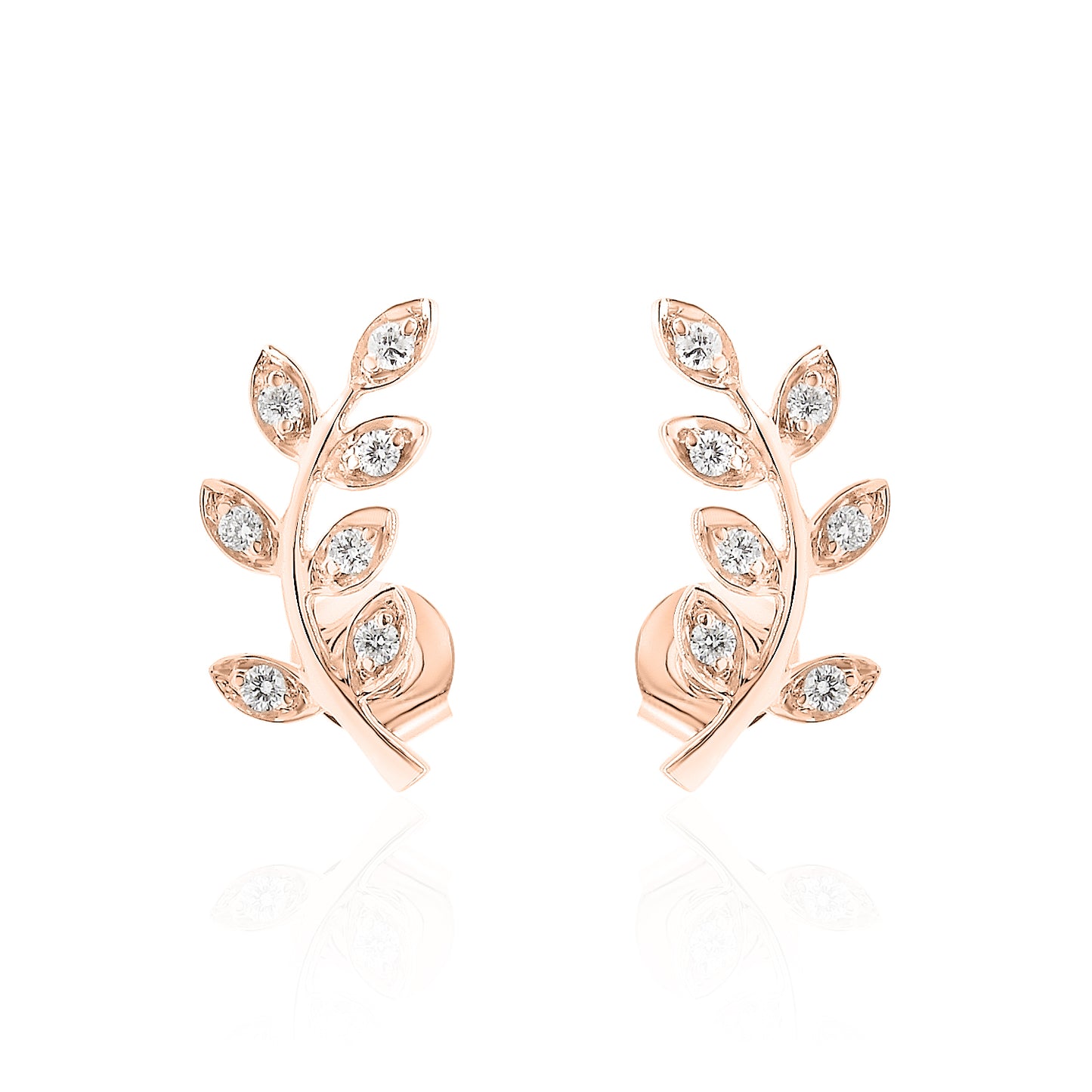 14k Leaf Climber Diamond Earrings