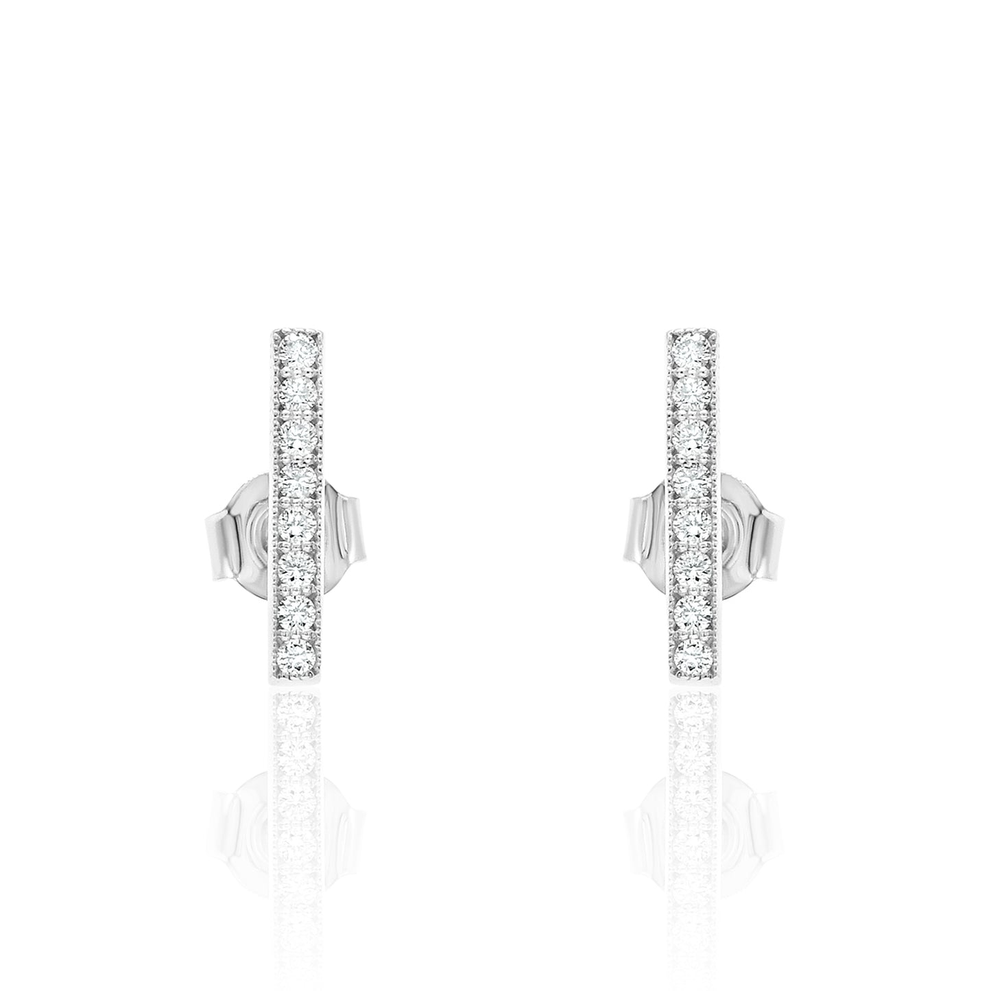 14k Gold Bar Studs Diamond Earrings