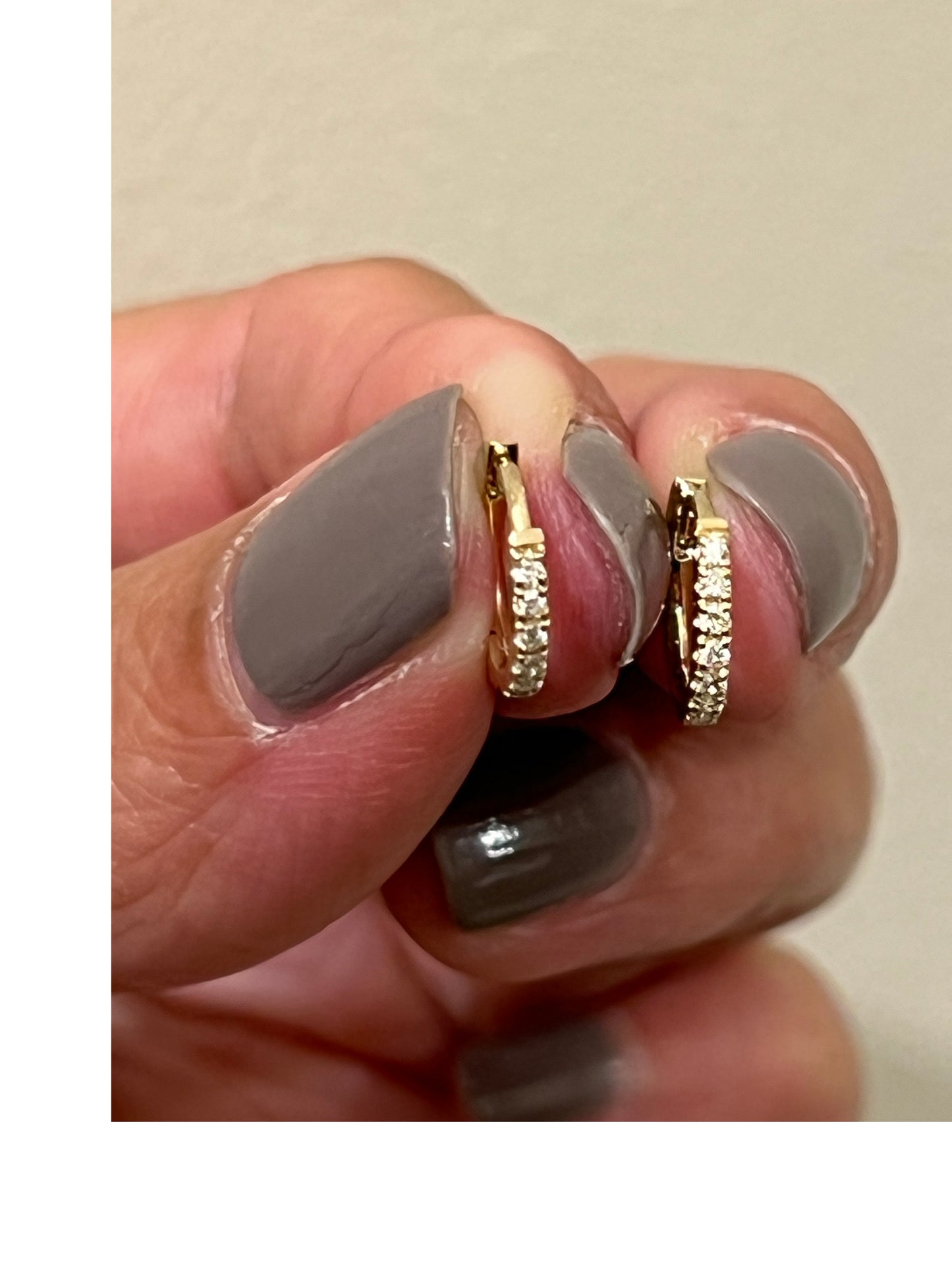 14k Gold Diamond Huggie Hoops Earrings