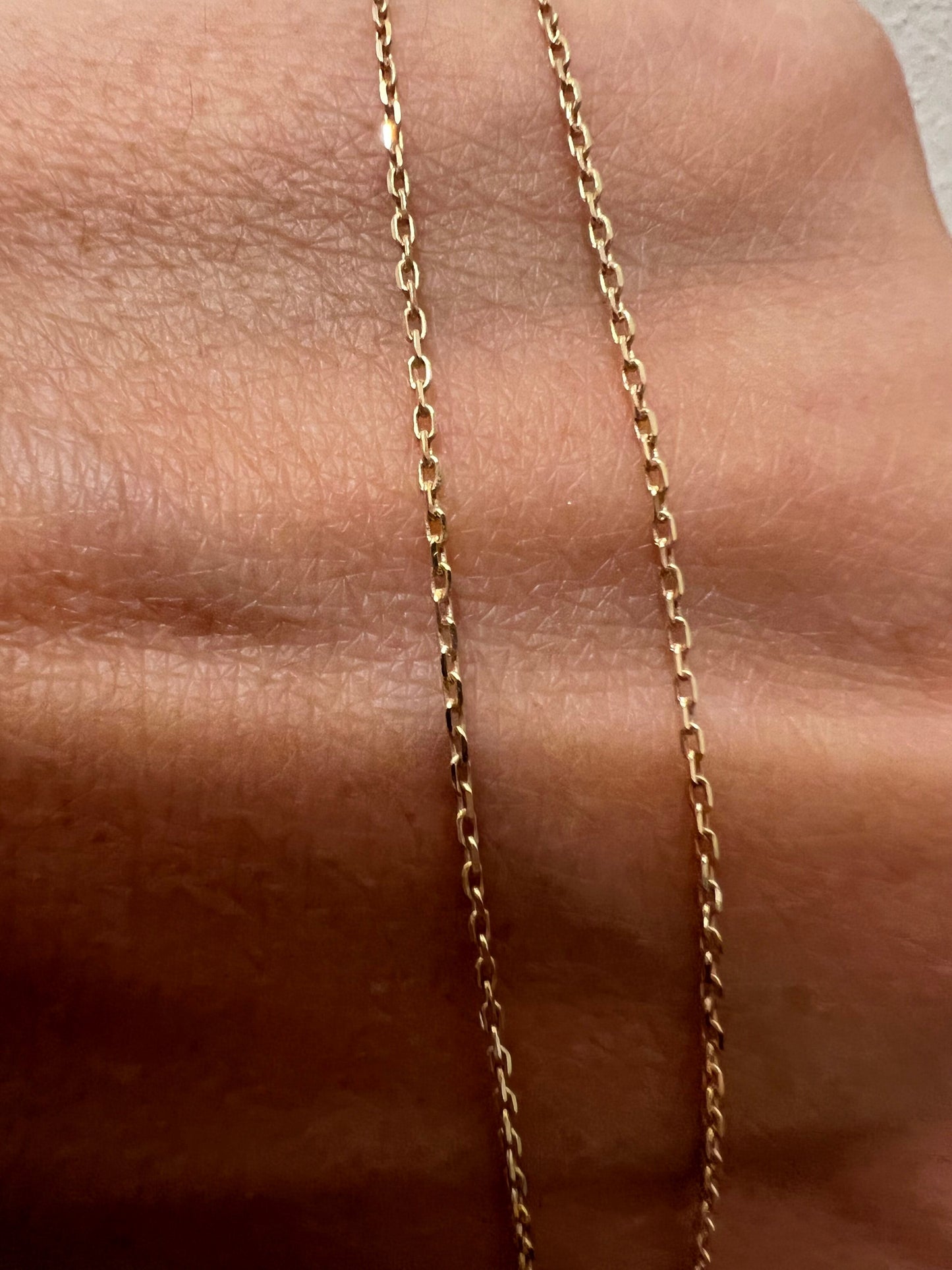 14K Gold Diamond Cut Adjustable Cable Necklace Chain