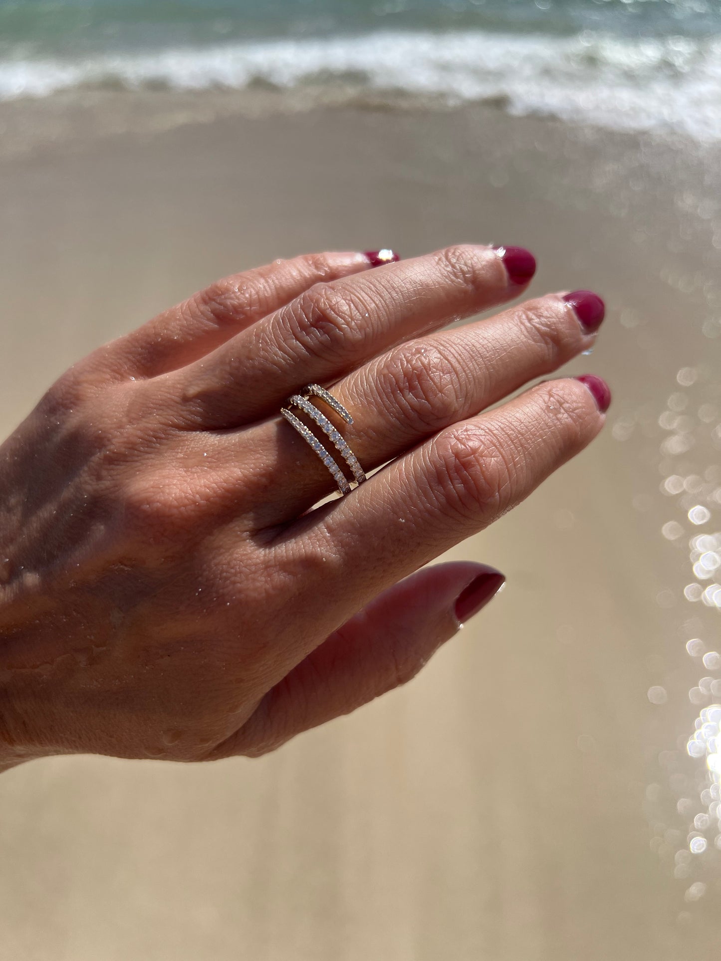 14k Gold Diamond Spiral Swirl Ring