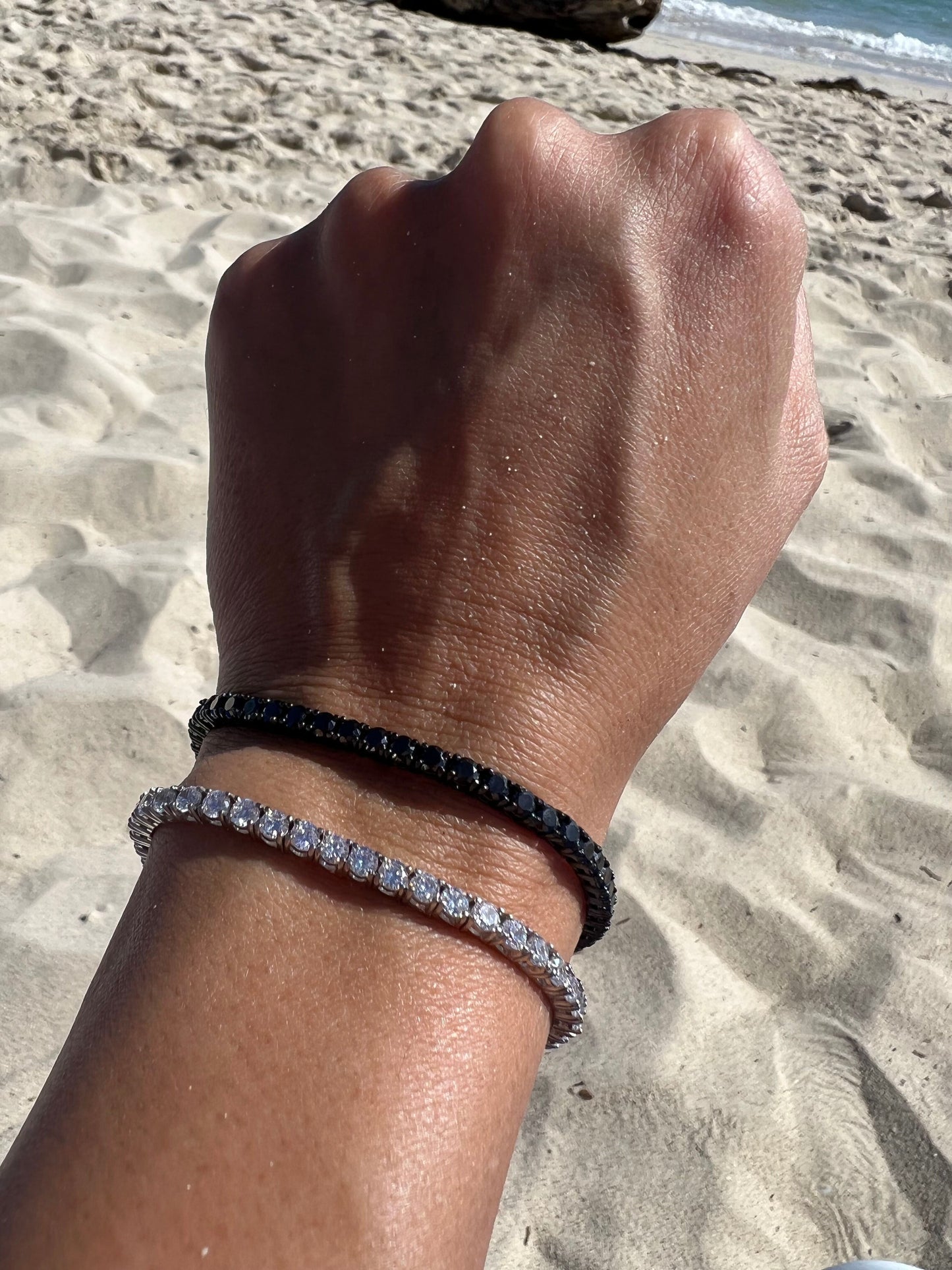 Sterling Silver Black 3mm Tennis Bracelet With Black CZ