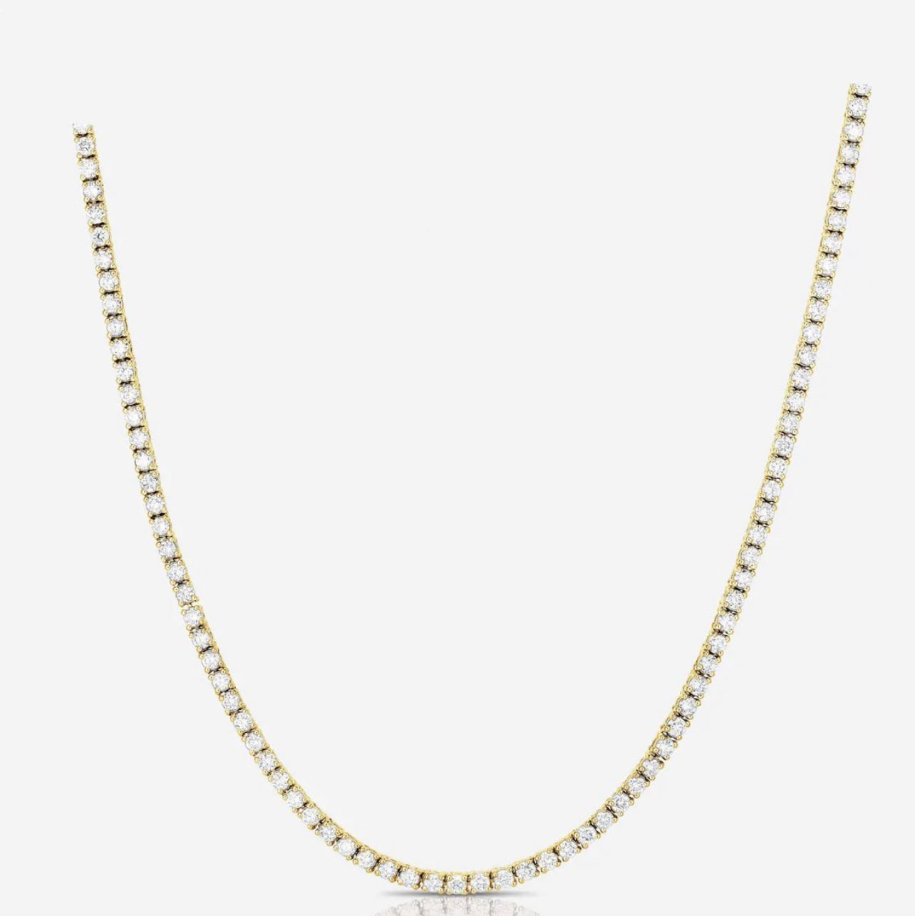 Sterling Silver Tennis Necklace 15" 2mm Round Cut Cubic Zirconia