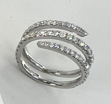 14k Gold Diamond Spiral Swirl Ring