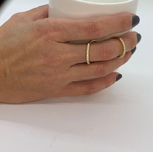 14k Gold Knuckle Diamond Band Ring