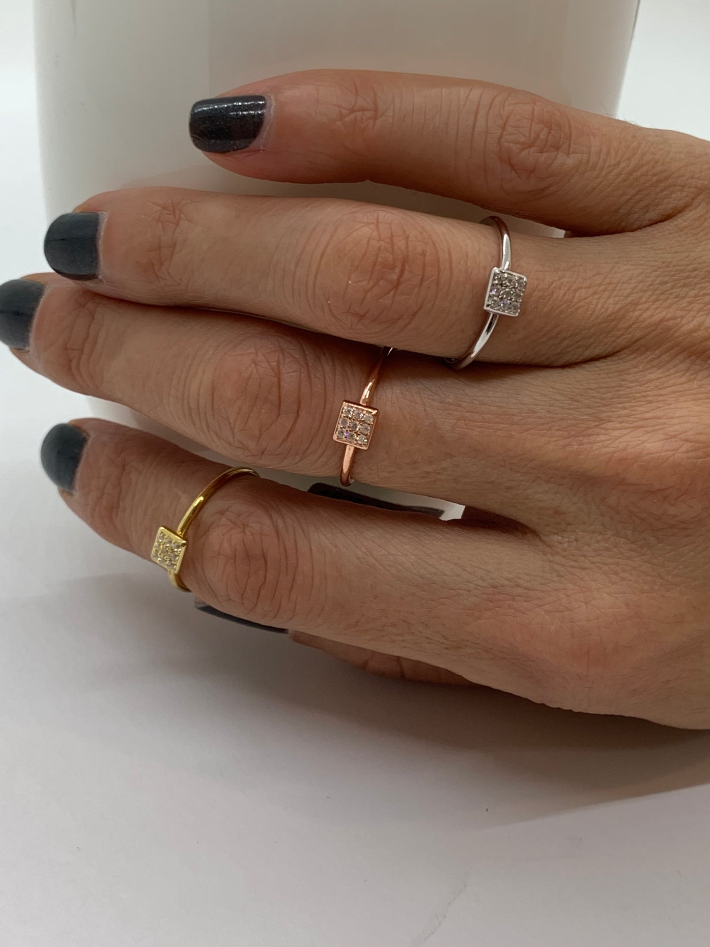 14k Gold Square Diamond Ring