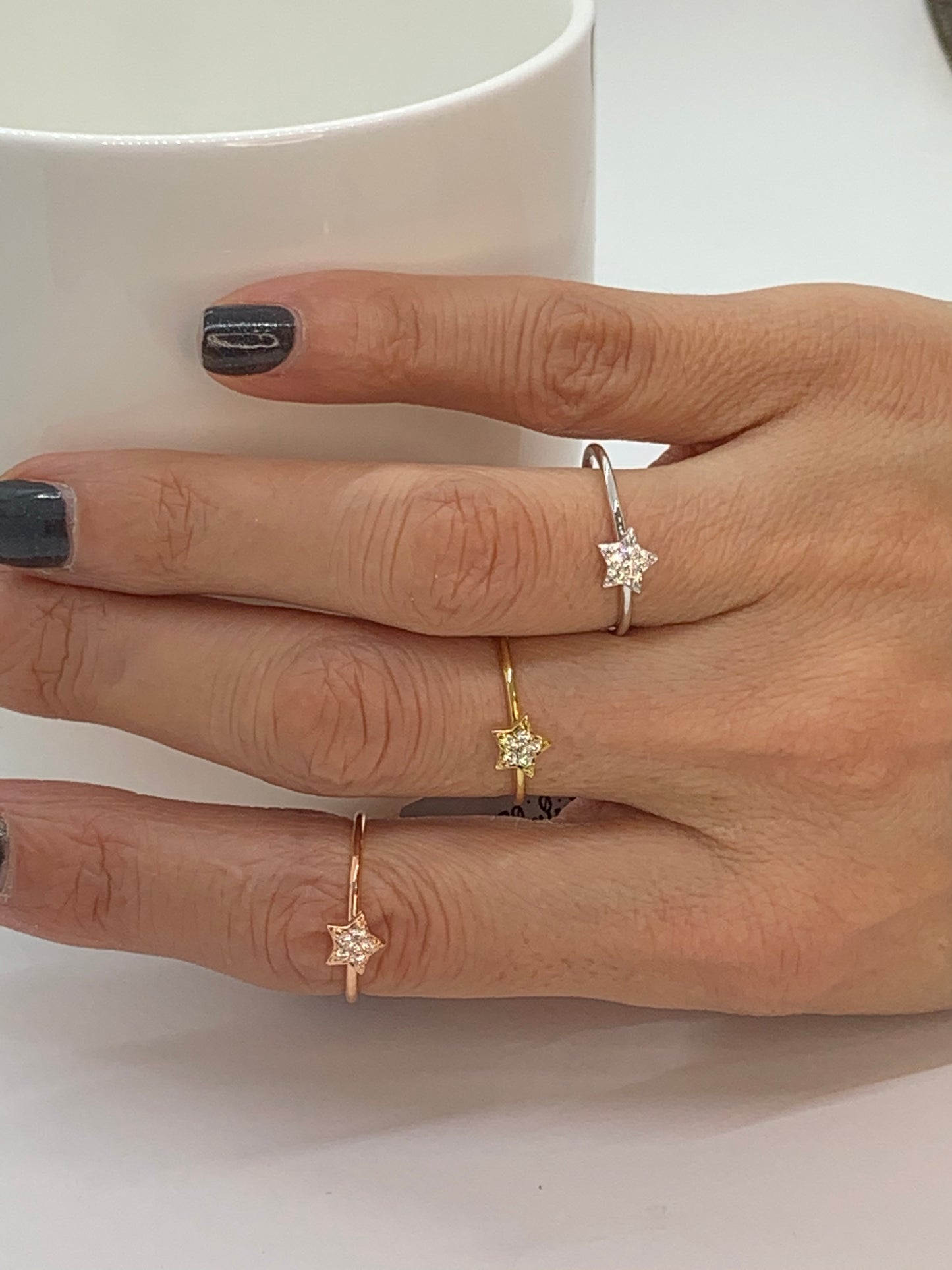 14k Gold Diamond Star Ring