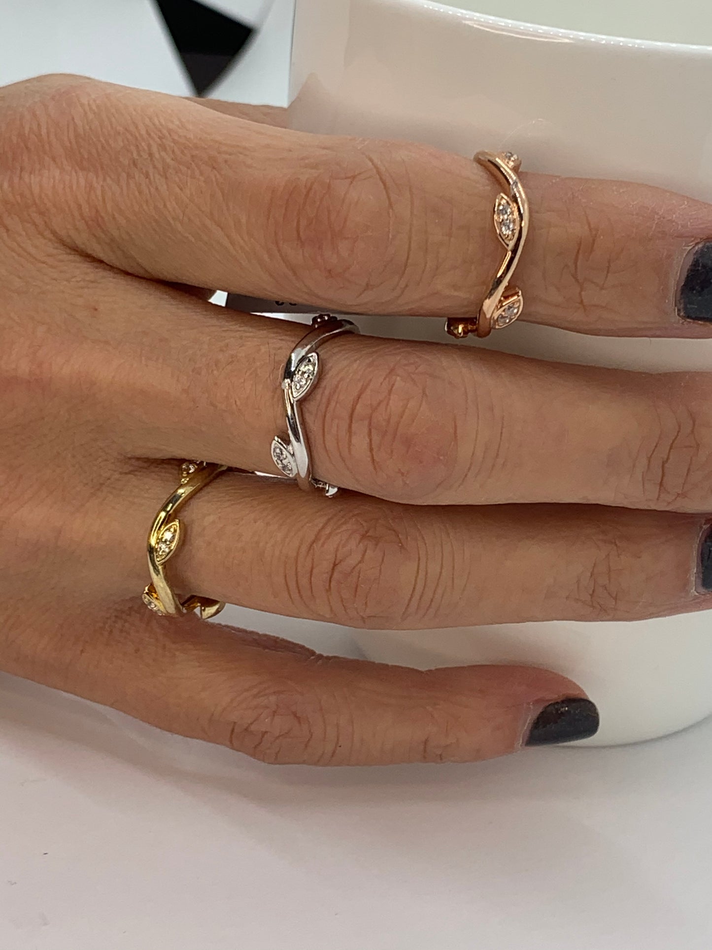 14k Gold Leaf Diamond Ring