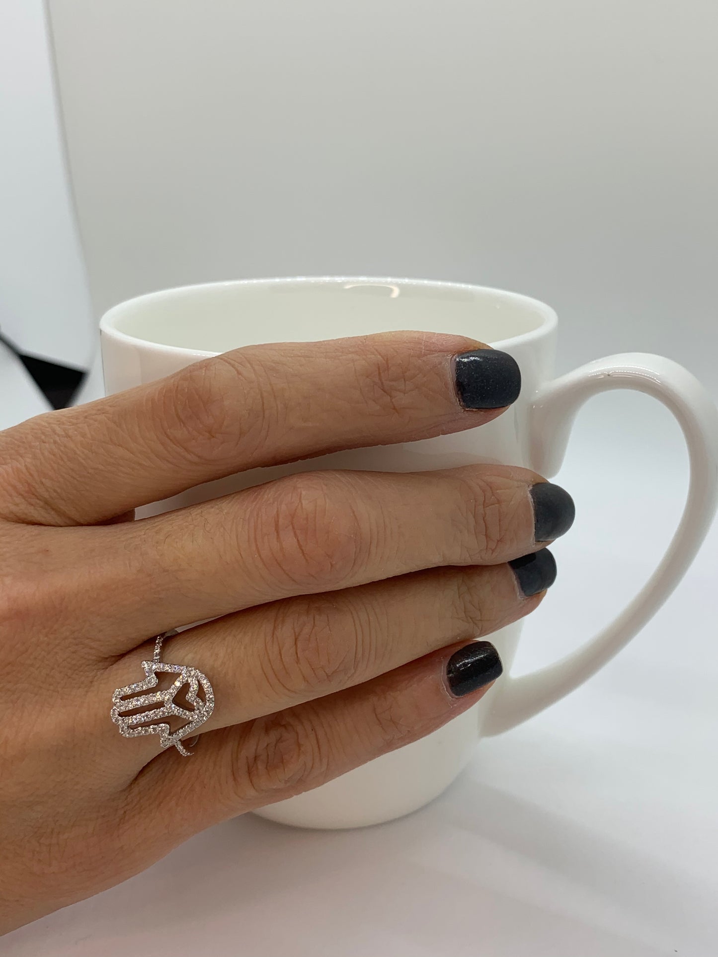 14k Gold Hamsa Heart Diamond Ring
