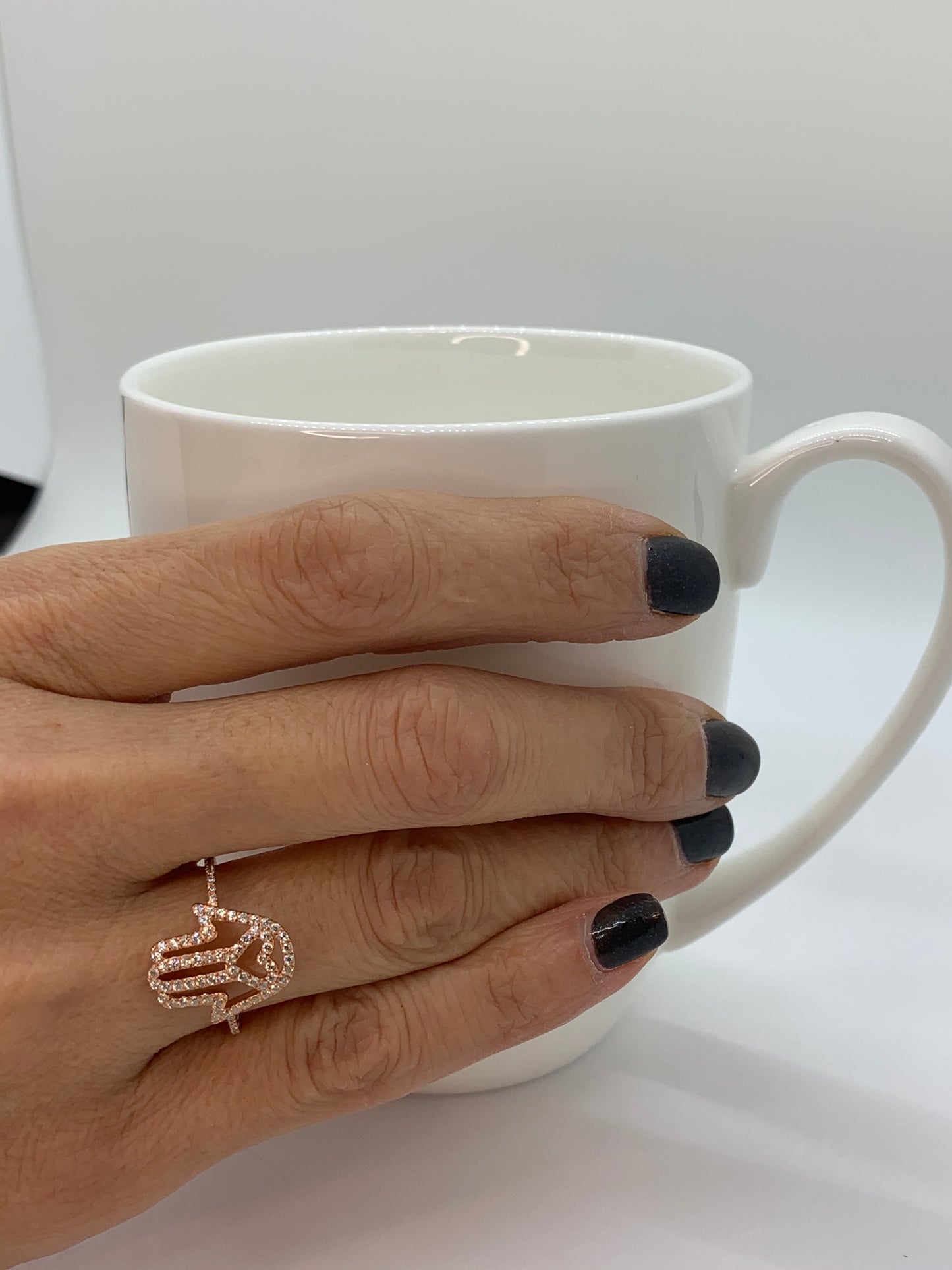 14k Gold Hamsa Heart Diamond Ring