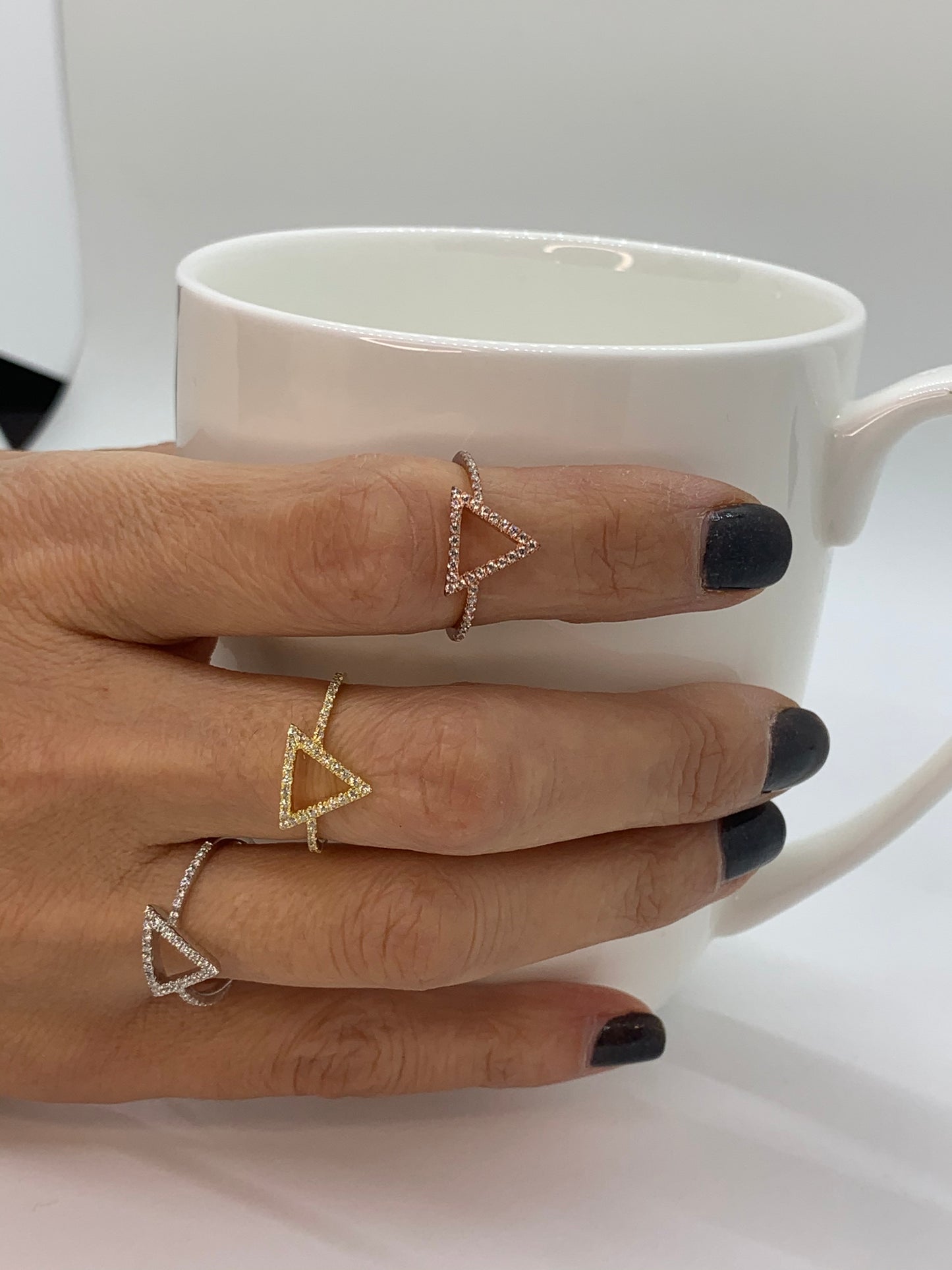 14k Gold Triangle Diamond Ring