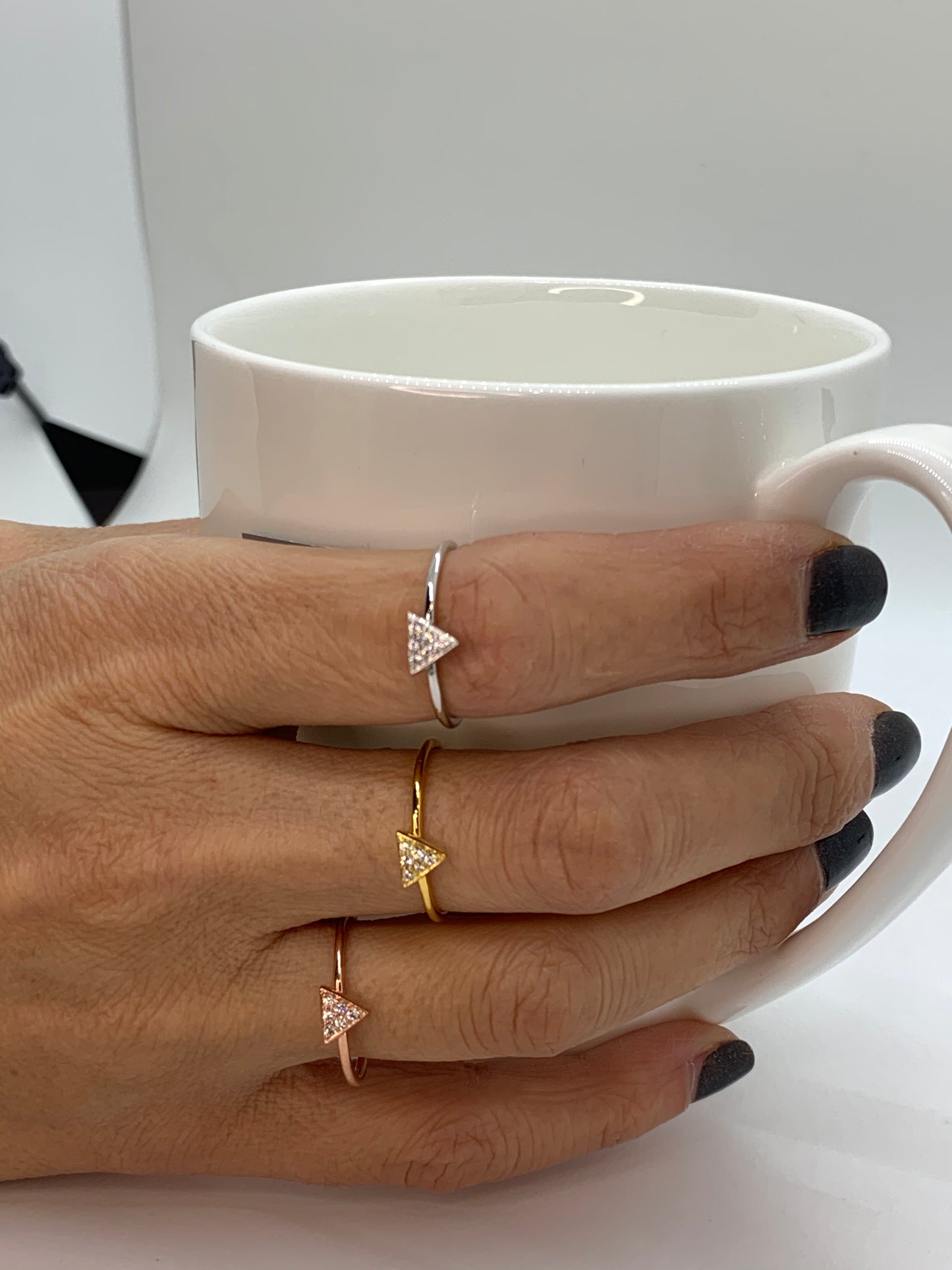 14k Gold Triangle Diamond Ring