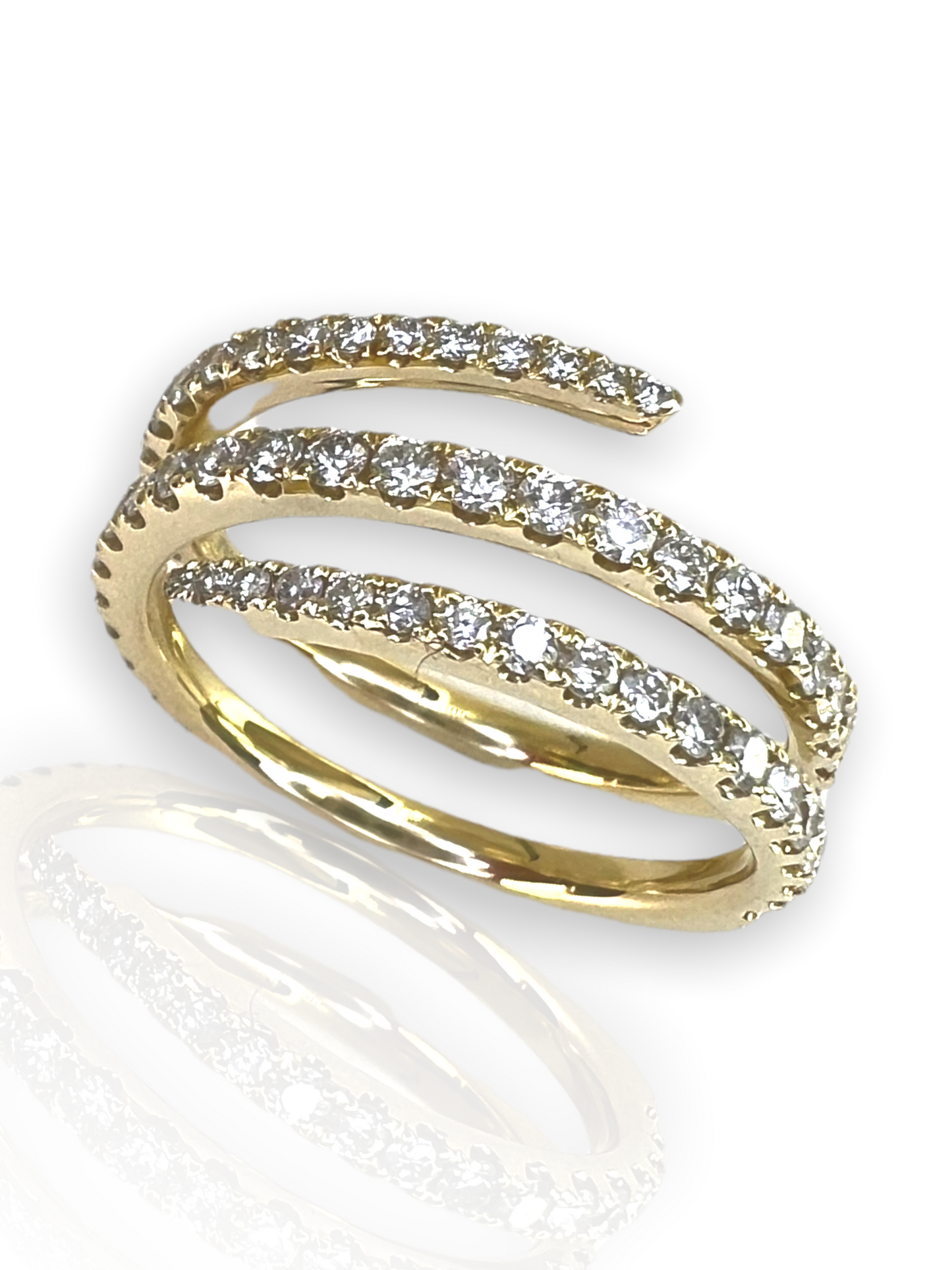 14k Gold Diamond Spiral Swirl Ring