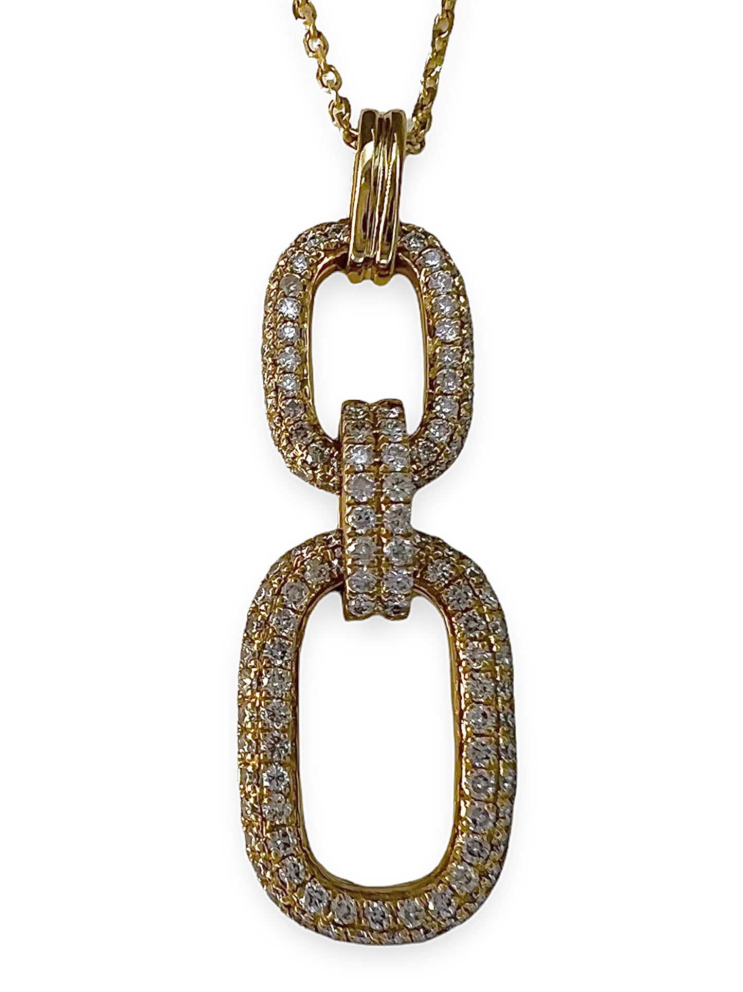 14k Gold Diamond Paper Clip Pendant Necklace
