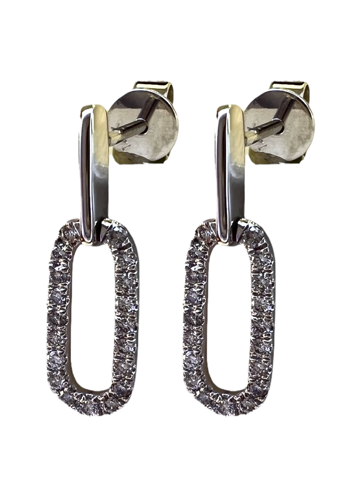 14k Gold Diamond Paper Clip Earrings