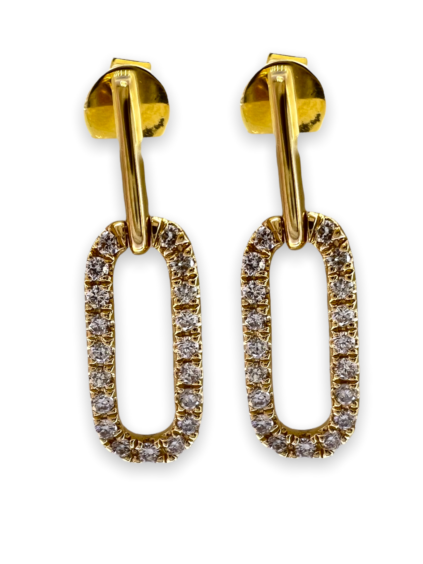 14k Gold Diamond Paper Clip Earrings