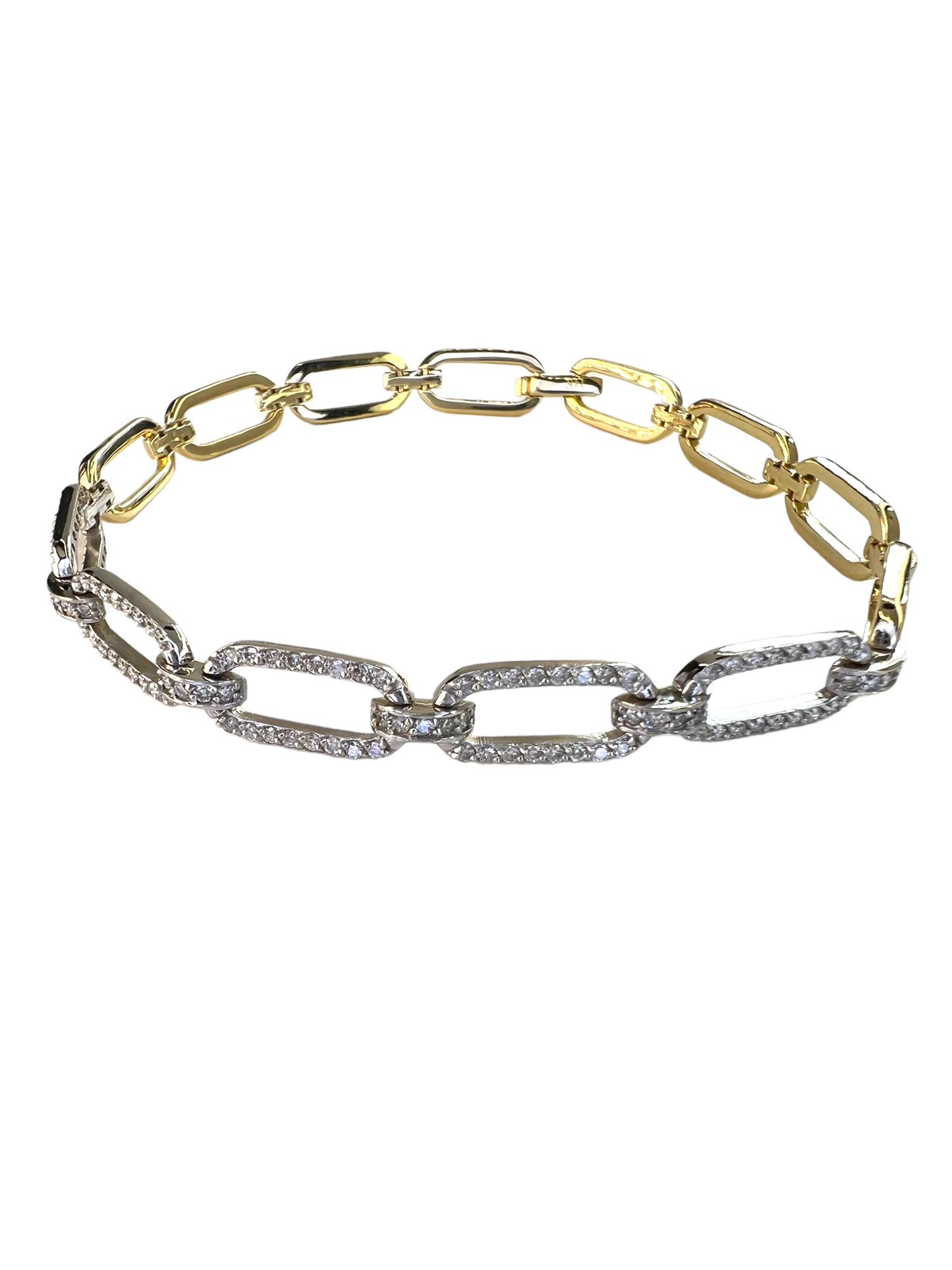 14k Gold Paperclip Diamond Bracelet