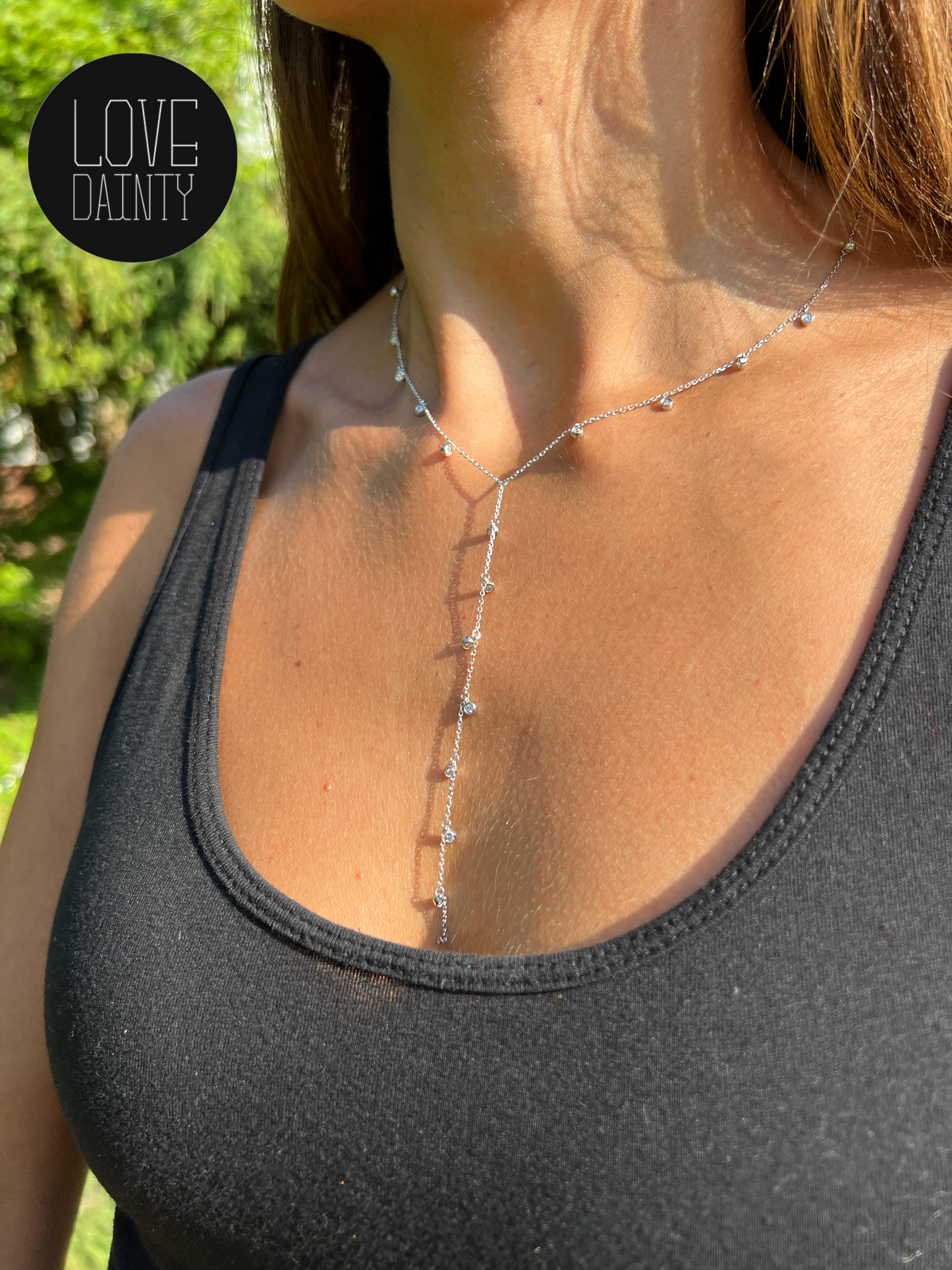 14k Gold Y-Necklace, Dainty Lariat Necklace