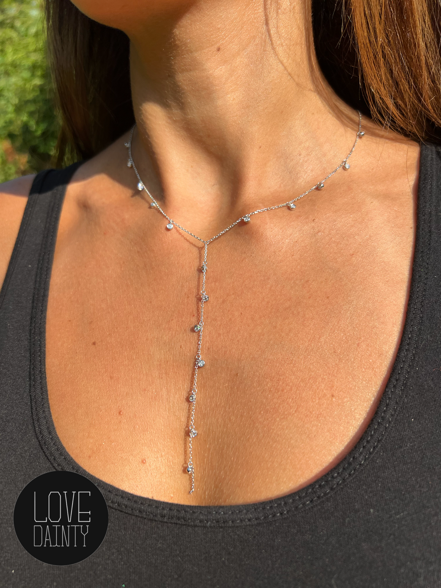 14k Gold Y-Necklace, Dainty Lariat Necklace