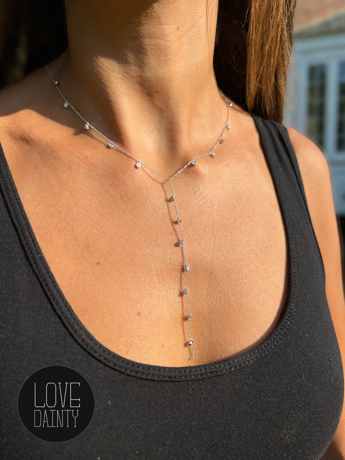 14k Gold Y-Necklace, Dainty Lariat Necklace